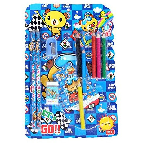 Gtc School Stationery Kit For Kids (Pencil, Sharpener, Rubber, Color Pencil,Diary) Itn885 (Pack Of 4, Blue)