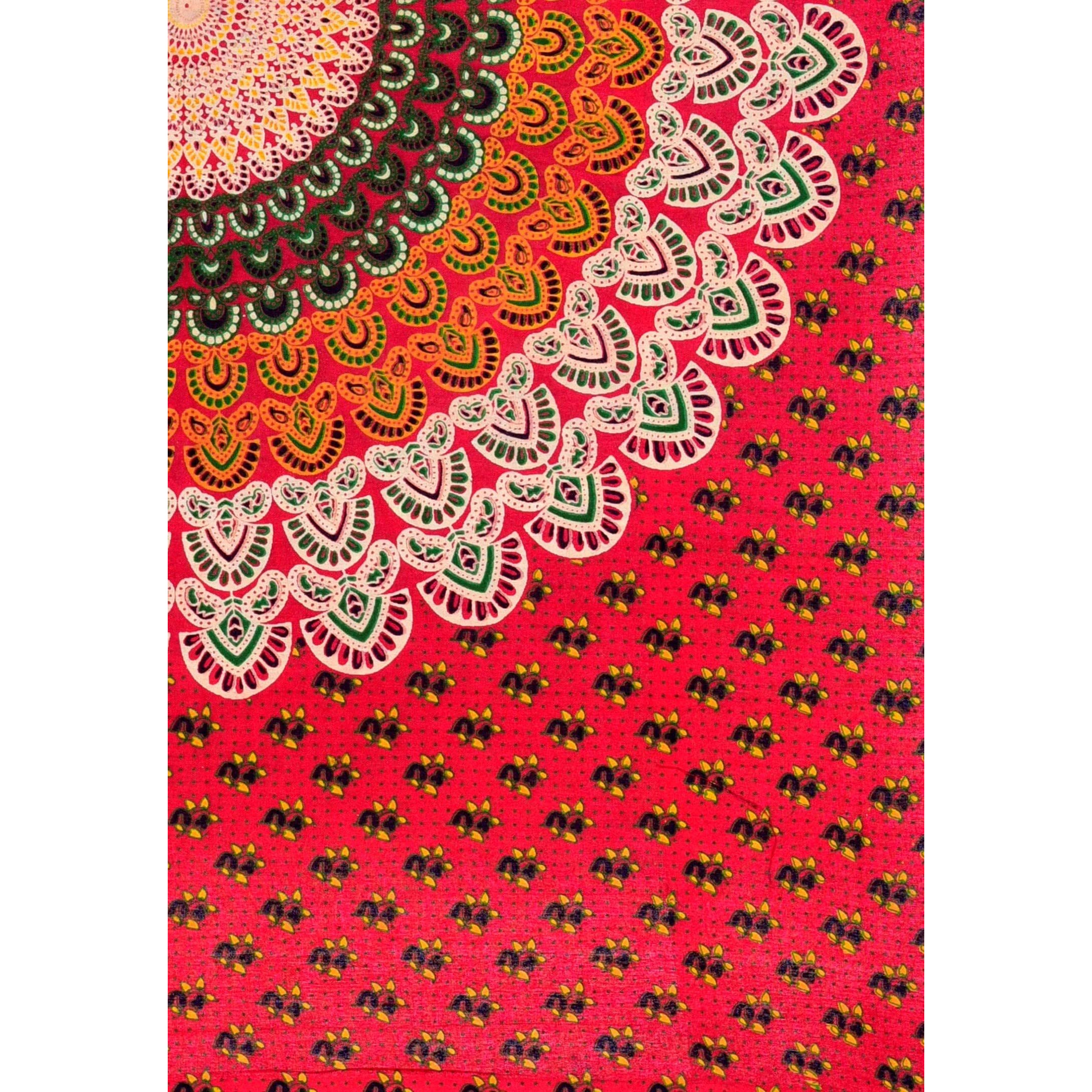 Ravaiyaa - Attitude Is Everything Peacock Mandala Printed Poster Yoga Mat Home Wall Sofa Decor Cotton Wall Hanging Small Tapestry (Red)