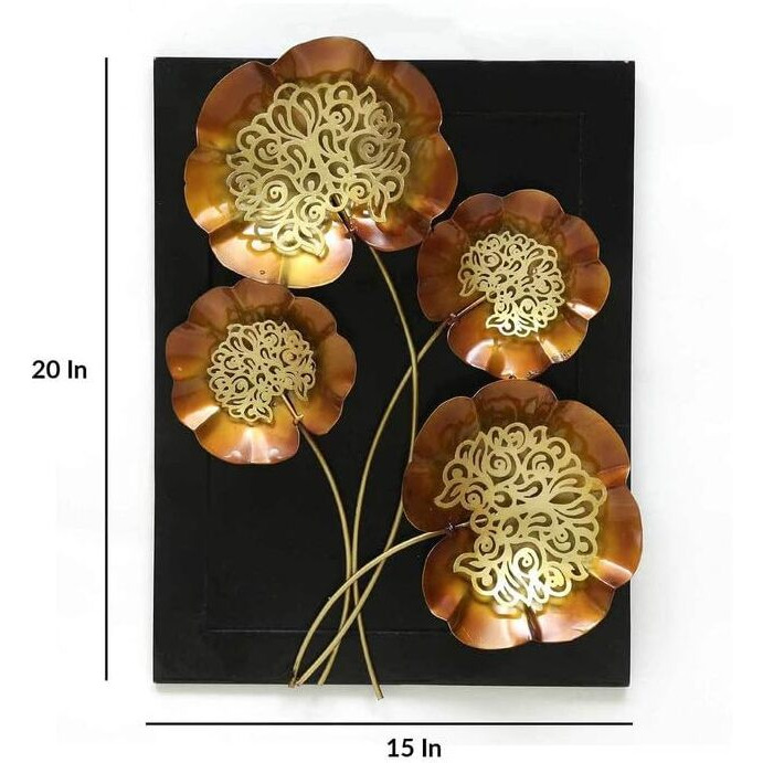 Kokomoon Metal Iron (Jali 4 Leaf On Bord) Decorative Wall Art/Sculpture For Home Living Room/Bedroom/Hotels/Office/Cafe Etc. Size (15 * 3 * 20 Inch - Multicolor)