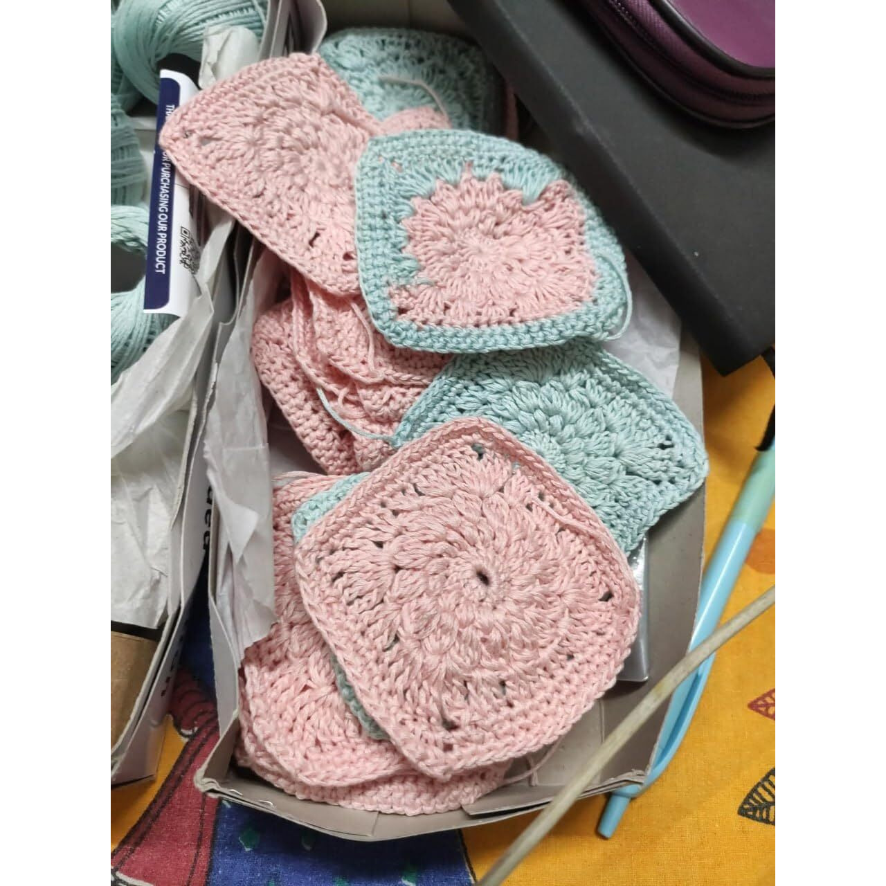 Foliam Crochet Thread Set Of 10 Ball Crochet Cotton Thread Yarn For Knitting And Craft Making (Skay + Pink)