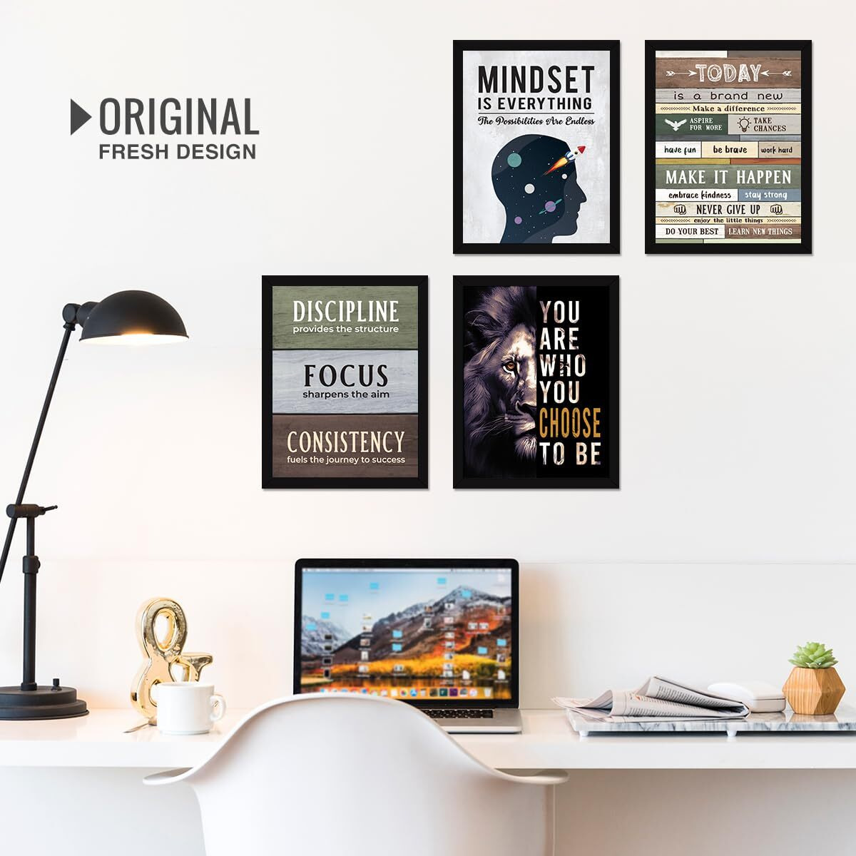 Chaka Chaundh - Motivational Quote Frames - Inspirational Wall Quotes For Office, Student, Study Room - (14 X 11 Inches - Set Of 4)
