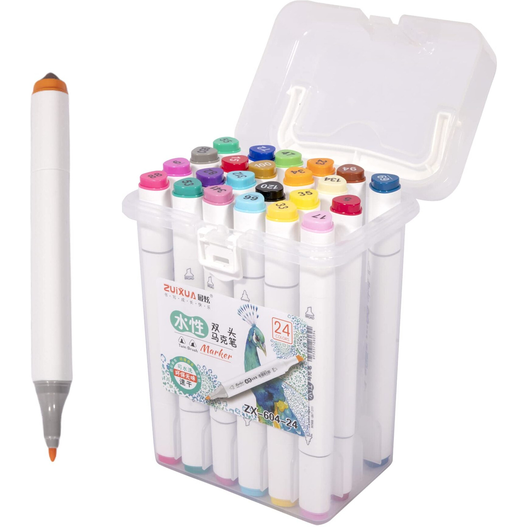 Wishkey Medium Point Dual Tip Double Sided Art Marker Pens For Drawing And Sketching, Dry Smudge Proof Markers For Adults And Kids (Pack Of 24, Multicolor)