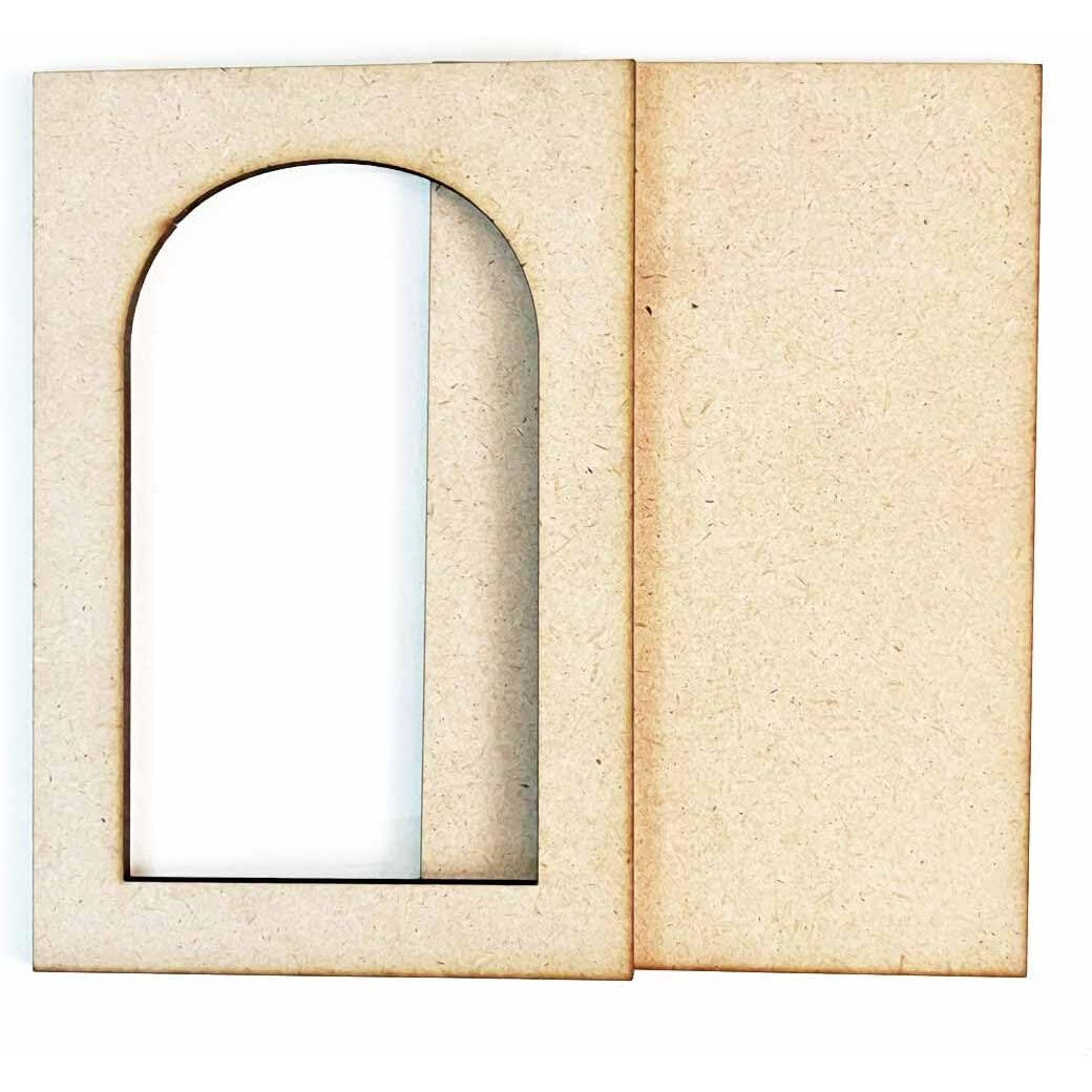 Adikala Plain Jharokha Mdf Cutout For Diy Art And Craft | Wall Hanging Decorations, Festival Gift, Wedding 13X9(In) | 33.02X22.84(Cm) (Design 5)