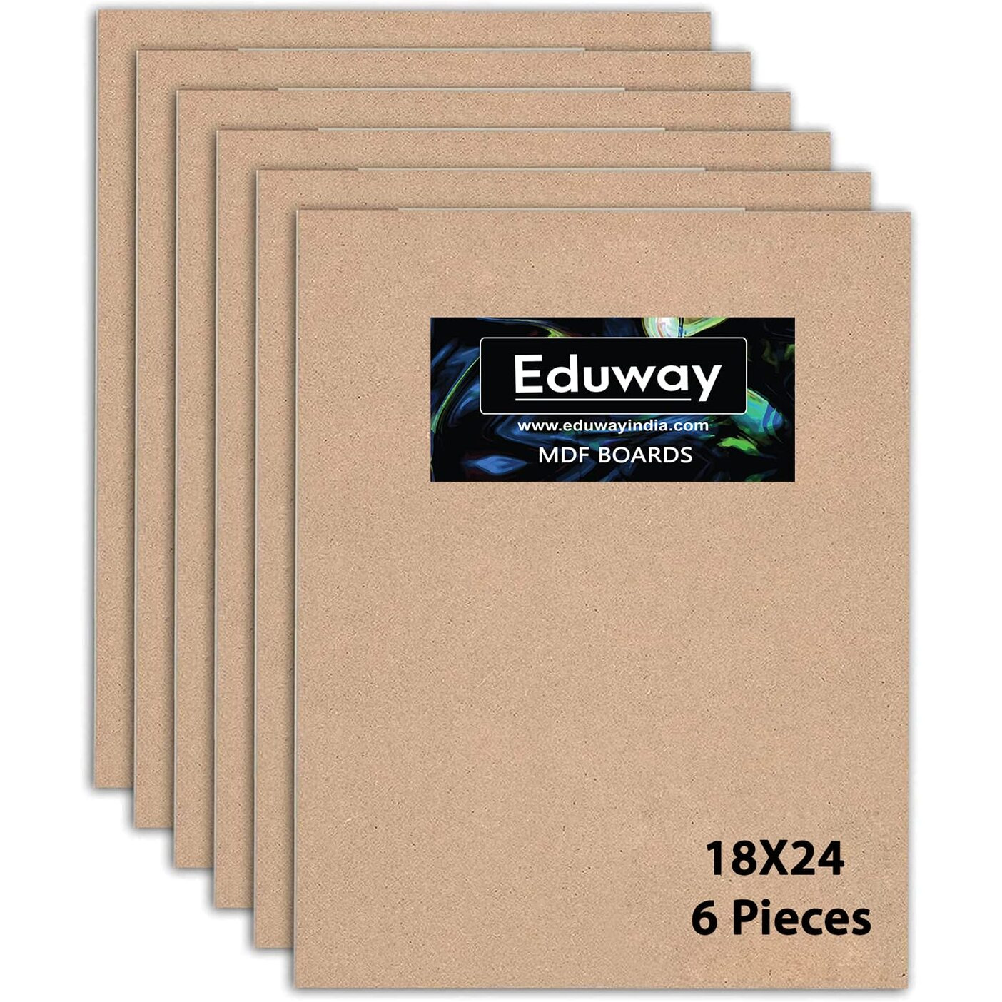 Eduway A2 Mdf Board Board Wood Sheet For Craft Art - 18X24 Inch, 4Mm Thick, Pack Of 6 - Premium Pine Cardboard For Artists, Art And Craft Students - Hard Cutout In Small And Large Sizes (45X60 Cms)