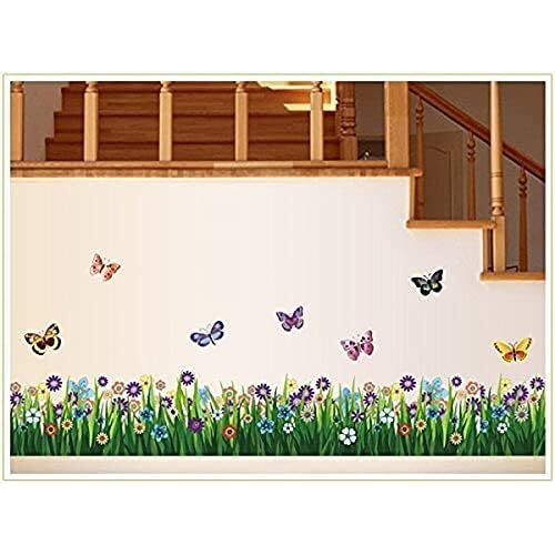 Indian Royals Butterfly & Flower With Green Grass Design Self Adhesive Peel And Stick Wallsticker For Wall Decor And Home Decor (50Cm X 70Cm)