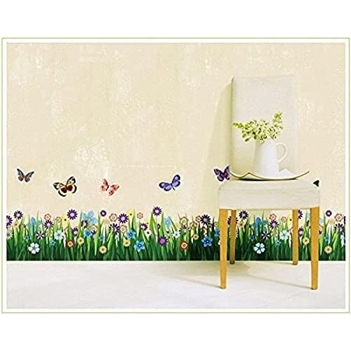 Indian Royals Butterfly & Flower With Green Grass Design Self Adhesive Peel And Stick Wallsticker For Wall Decor And Home Decor (50Cm X 70Cm)