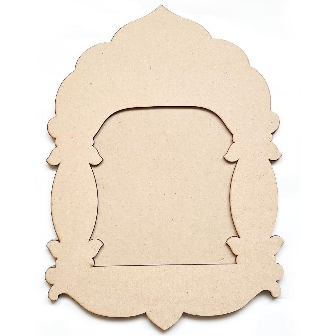 Adikala Plain Jharokha Mdf Cutout For Diy Art And Craft | Wall Hanging Decorations, Festival Gift, Wedding 13X9(In) | 33.02X22.84(Cm) (Design 10)