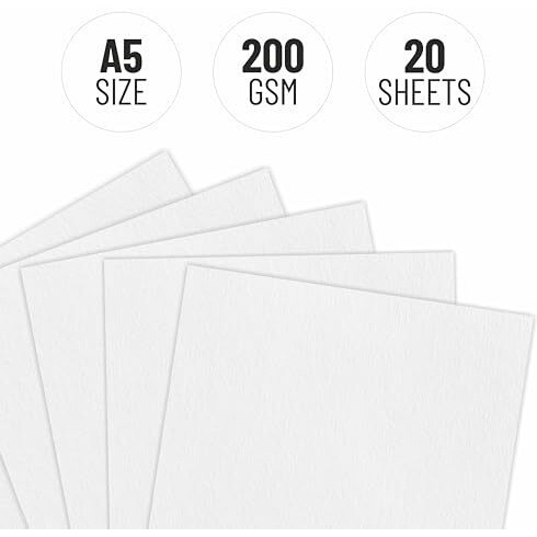 Anupam Watercolor Paper A5 200 Gsm - Cold-Pressed, Acid-Free, Both Side Usable Water Colour Papers For Watercolour, Acrylic, Gouache, Ink & Mixed Media, 20 Sheets (Pack Of 2)