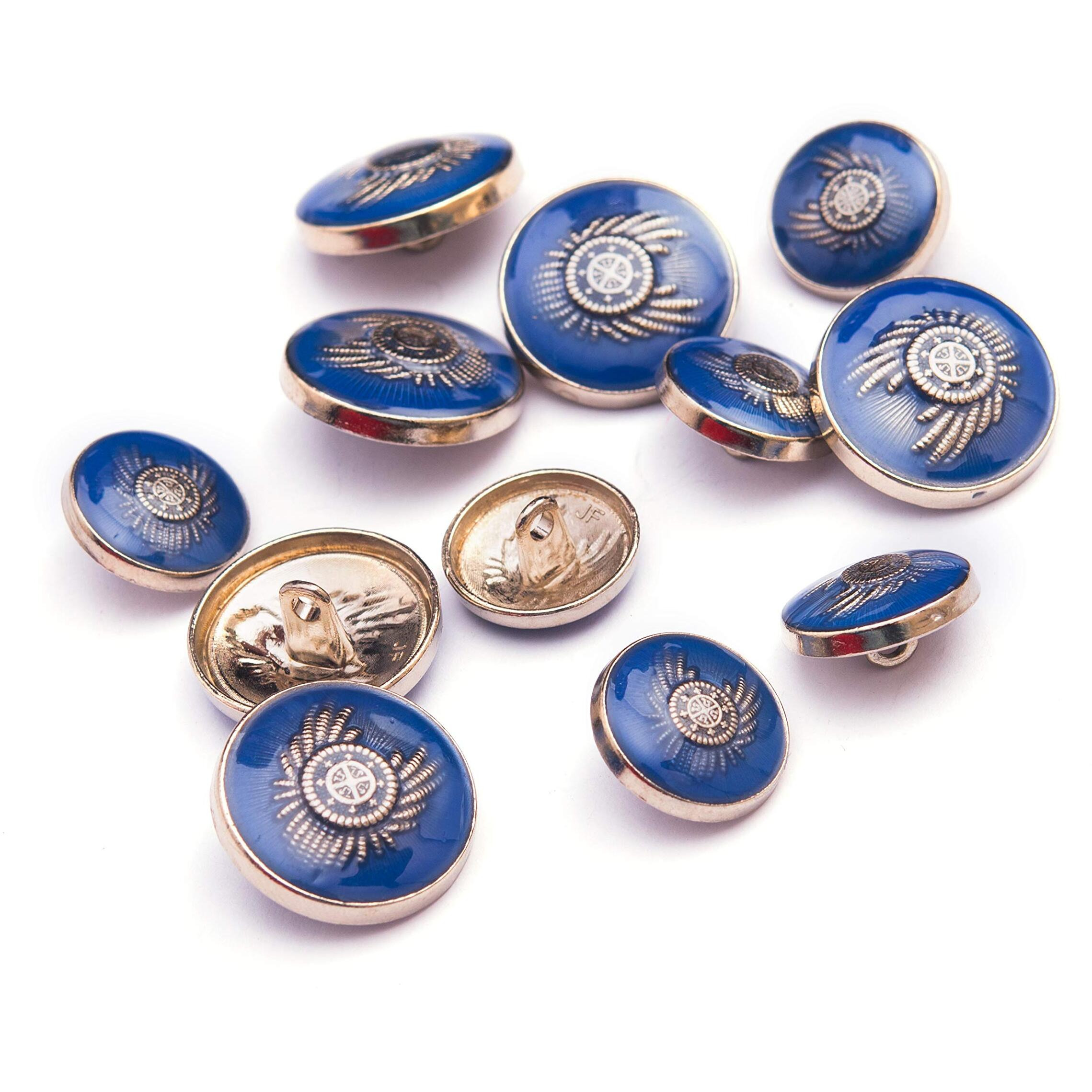 Handicraft Kottage Metal Buttons For Coat,Jacket,Suits (Blue 1)