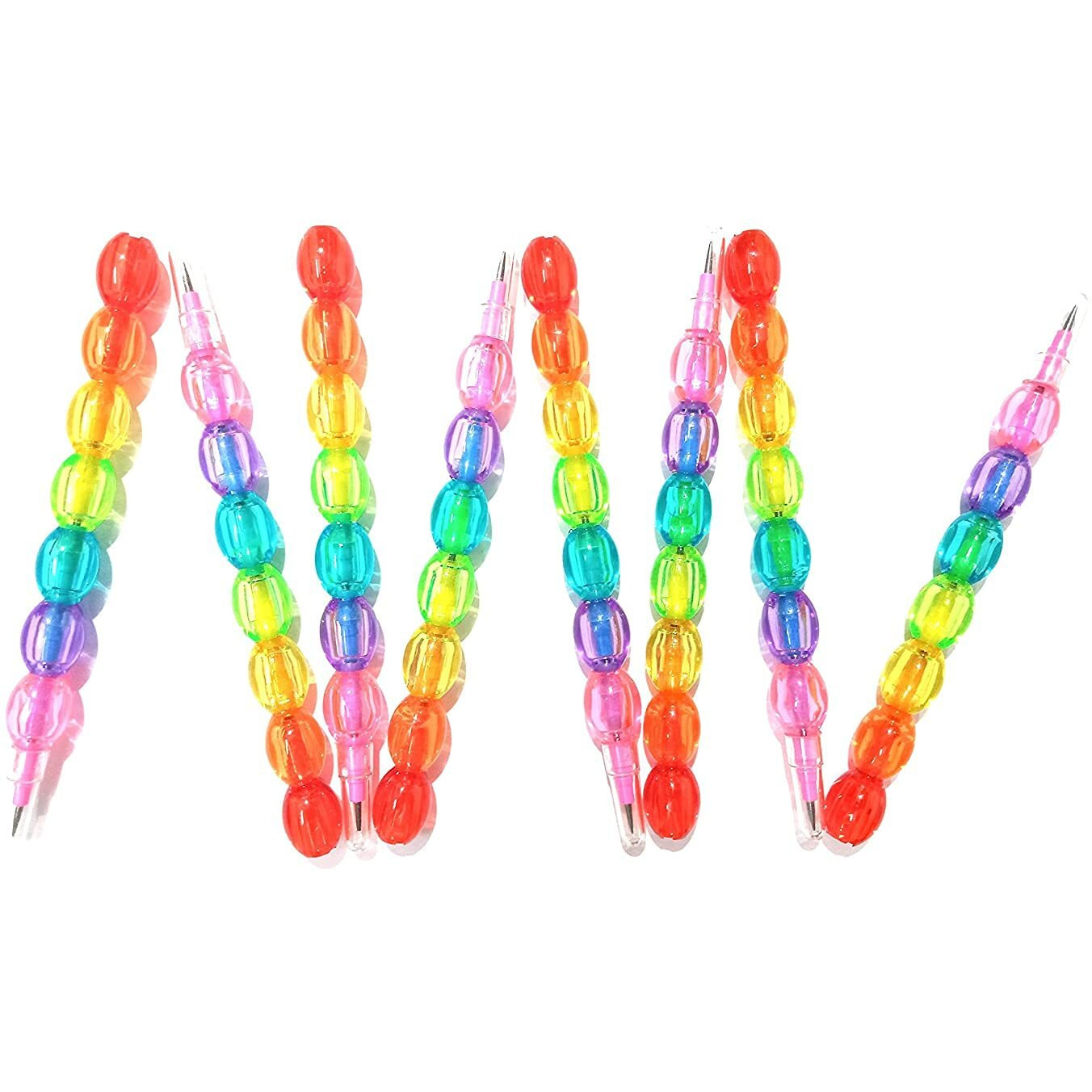 Hookcart 8Pcs Multi Colour Stacking Non Sharpening Pencil For Kids/Pearls Moti Design/Birthday Party Return Gifts (Set Of 8)
