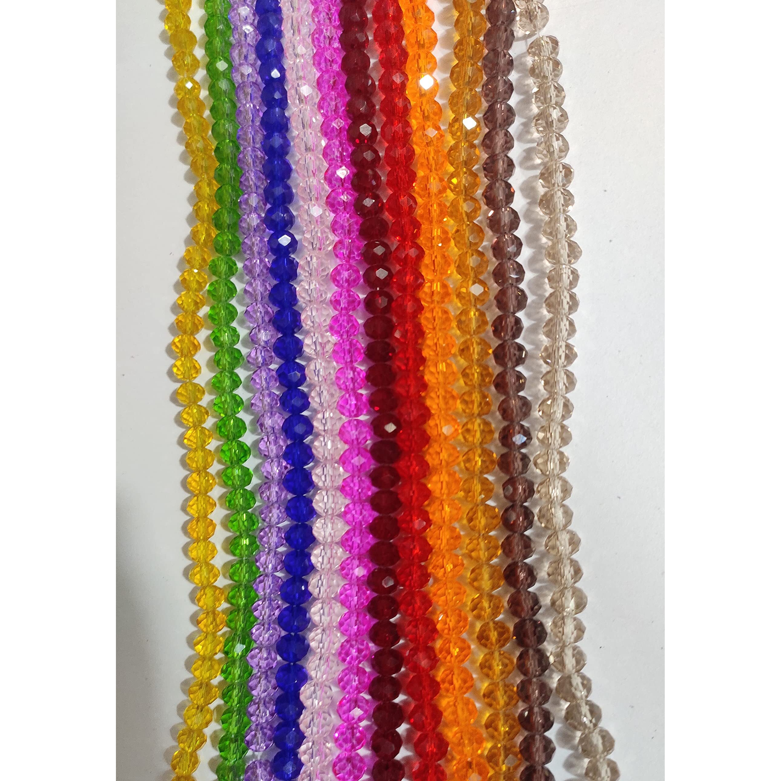 Omx 1020 Beads (85 To 95 Beads Per Colour), 6Mm, Crystal Glass Beads Roundelle For Jewellery Making, Craft Works - 6Mm Size (Multi Colour, 12 Different Mix