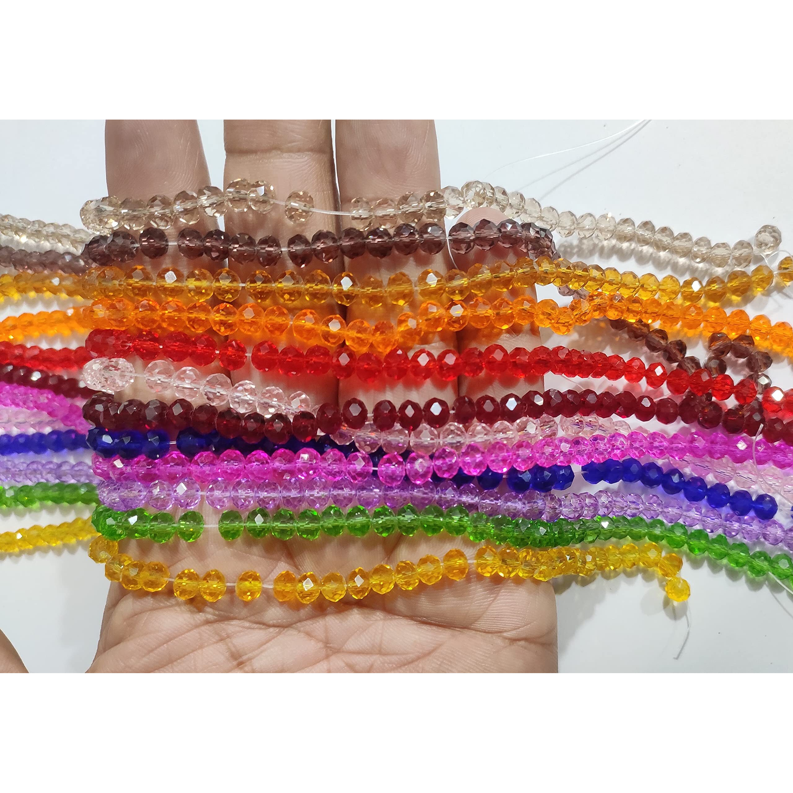 Omx 1020 Beads (85 To 95 Beads Per Colour), 6Mm, Crystal Glass Beads Roundelle For Jewellery Making, Craft Works - 6Mm Size (Multi Colour, 12 Different Mix