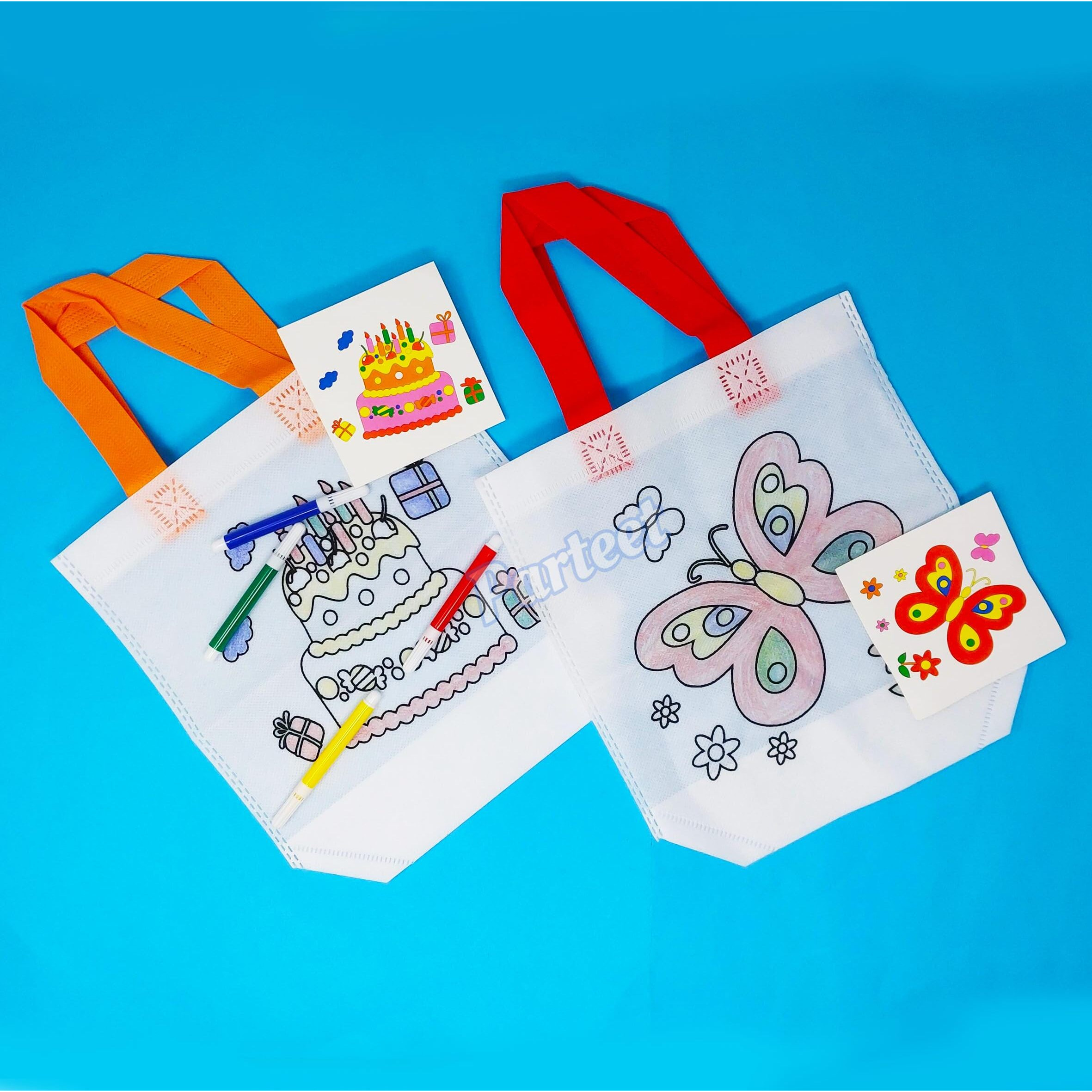 Parteet Birthday Popper Diy Reusable Bags | Set Of 10 37X22 Cm | Kids Party Bags, Gift Bag, Kids Party Favour Bag