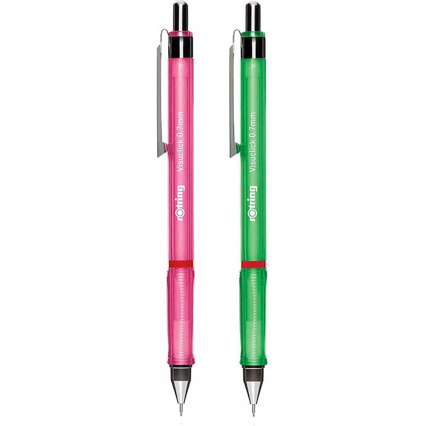 Rotring Visuclick 0.7Mm Mechanical Pencils, 2B Lead, Pink & Green Barrel - Total 2 Pieces