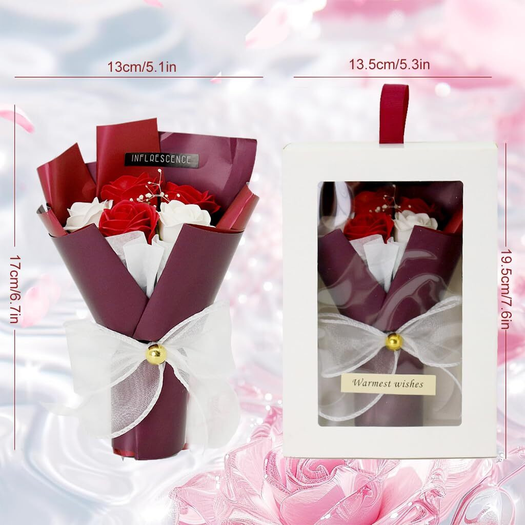 Hasthip Hand Soap Flower With Gift Box Romantic Mini Rose Artificial Flowers Bouquet Valentine's Day Gift Birthday Gift For Girlfriend Mothers Day Gift Unique Gifts For Women, 20Cmx14Cmx8.5Cm