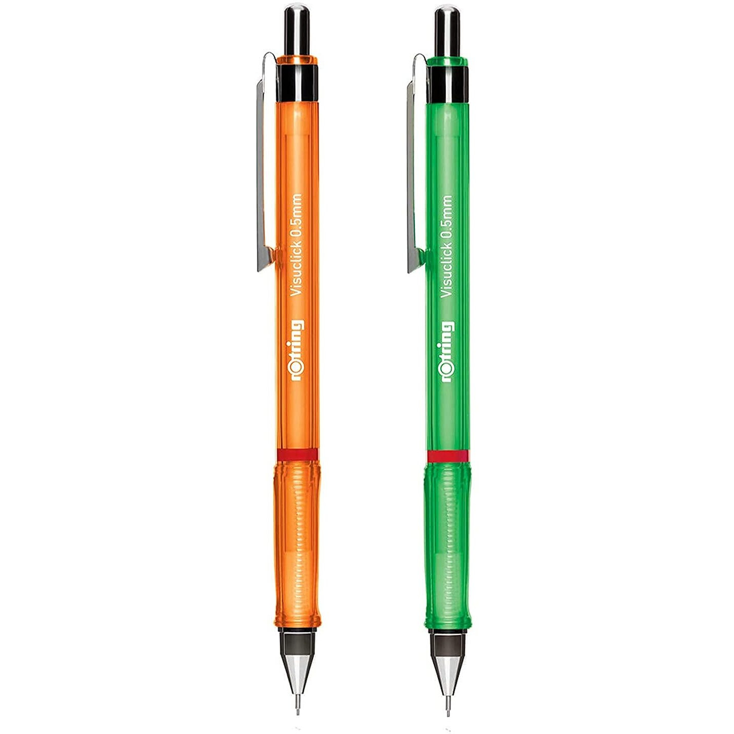 Rotring Visuclick 0.5Mm Mechanical Pencils, 2B Lead, Orange & Green Barrel - Total 2 Pieces