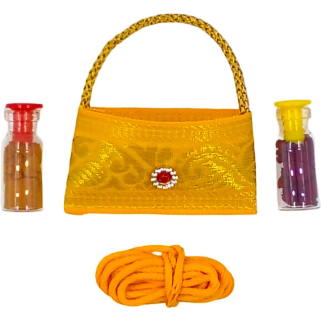 Soul Artisan Thamboolam Gift Set Return Gift Set (Pack Of 10) Traditional Handmade Wish Bottle With Thali Thread In Small Bag - Tamboolam For Religious Ceremony Pooja And Function | Pack Of 10