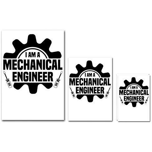 Udnag Untearable Waterproof Stickers 155Gsm 'Mechanical Engineer | I Am A Mechanical' A4 X 1Pc, A5 X 1Pc & A6 X 2Pc