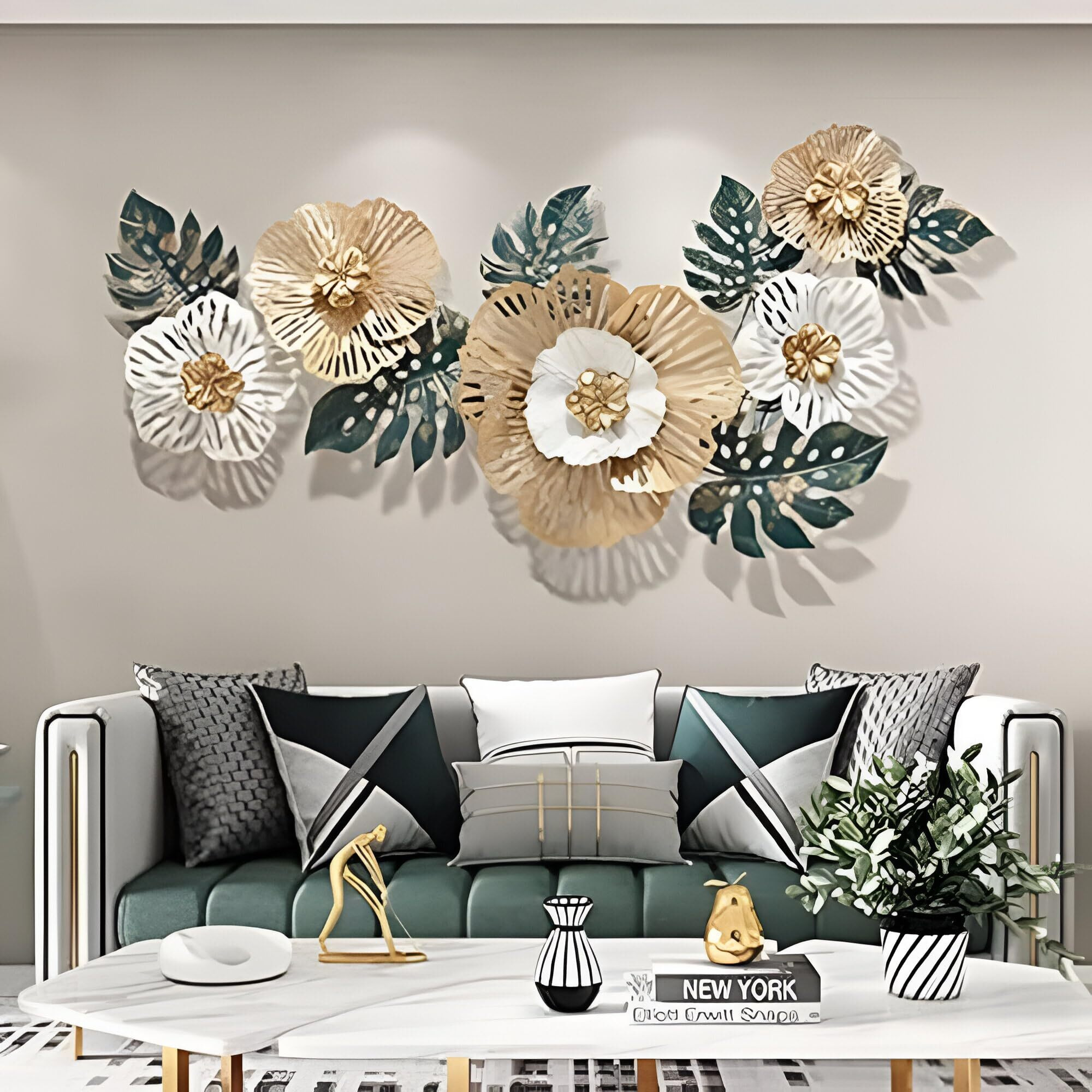 Decore Basket Metal Wall Art Iron Floral Wall Home Decoration | Decorative Item For Living Room, Dining Room, Bedroom,Home, Office, Cafe And For Gift Purpose, 30 Cm (Color  Multicolor)