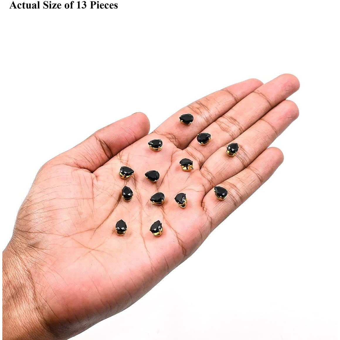 Embroiderymaterial Sew On Crystal Stone Rhinestone Beads For Fabric, Craft, Embroidery, Sewing And Jewellery Making With Crown Prong Claws Setting (6X8Mm - 25 Pieces, Black)