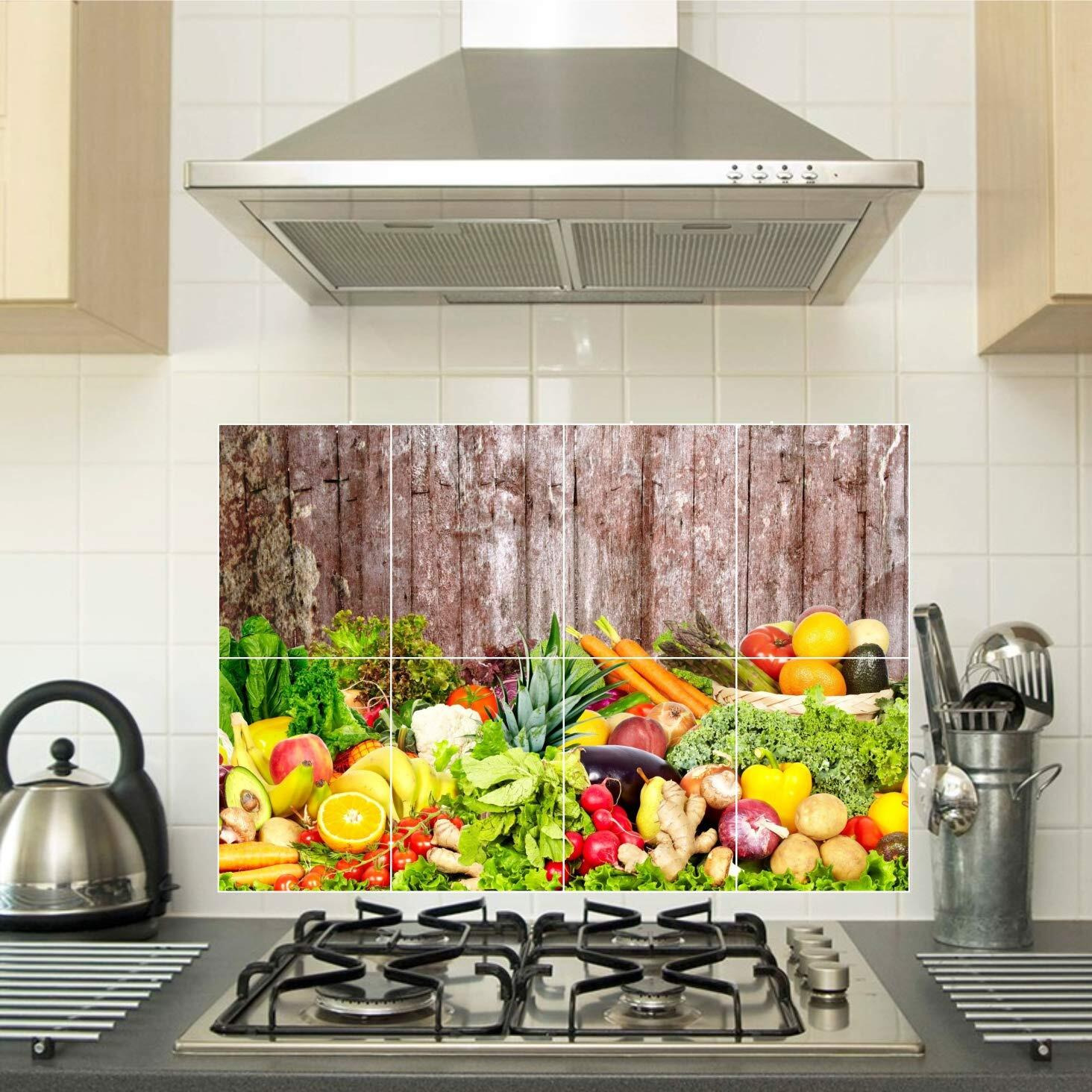 Sticker Yard Waterproof Kitchen Veg And Fresh Vegetables Wallpaper/Wall Sticker Multicolour - Kitchen Wall Coverings Area (60Cm X 46Cm)