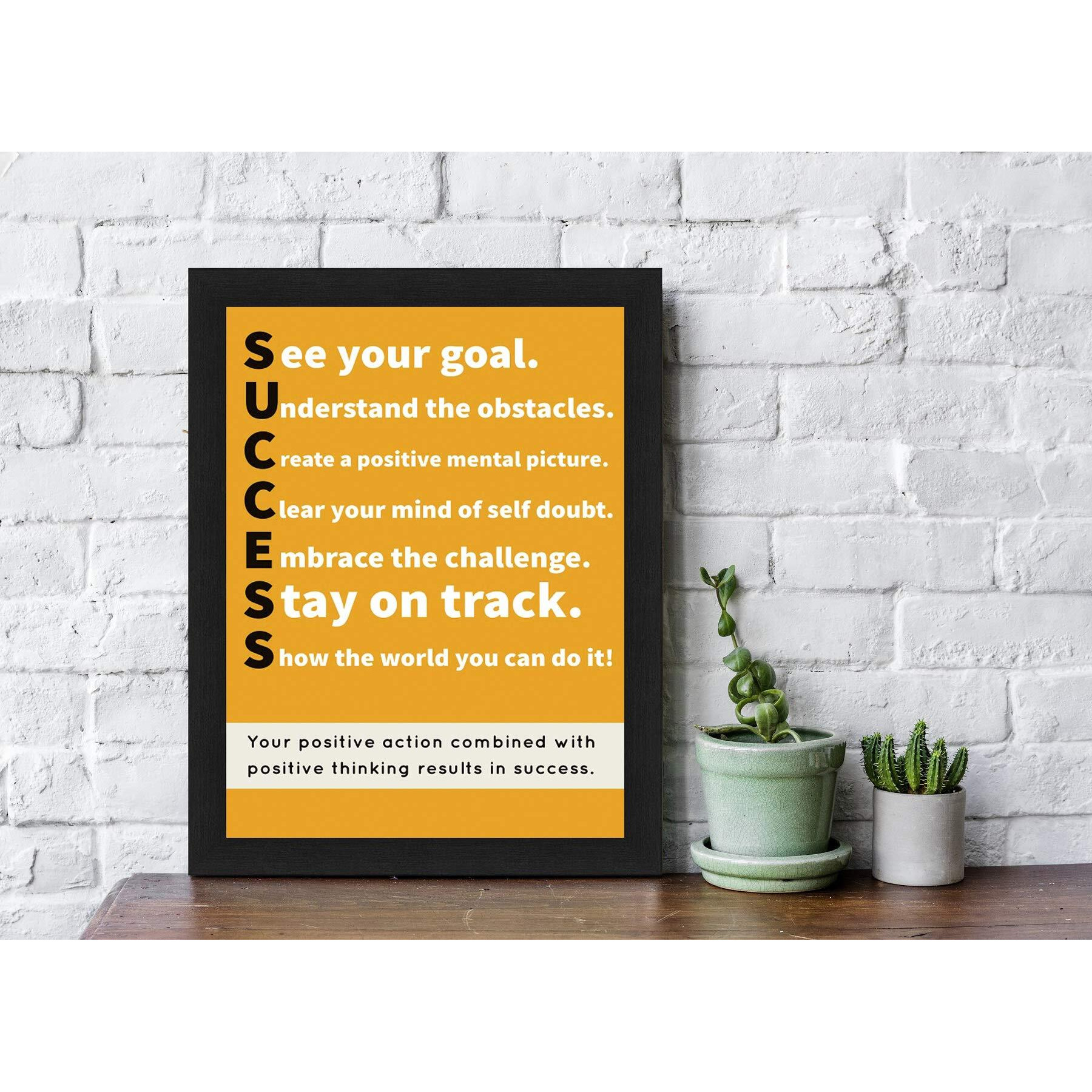 Interio Crafts Motivational Success Quote Framed Poster,Inspirational Wall Art For Home & Office Decor Black Frame, Size 13&quotX10" Inches.