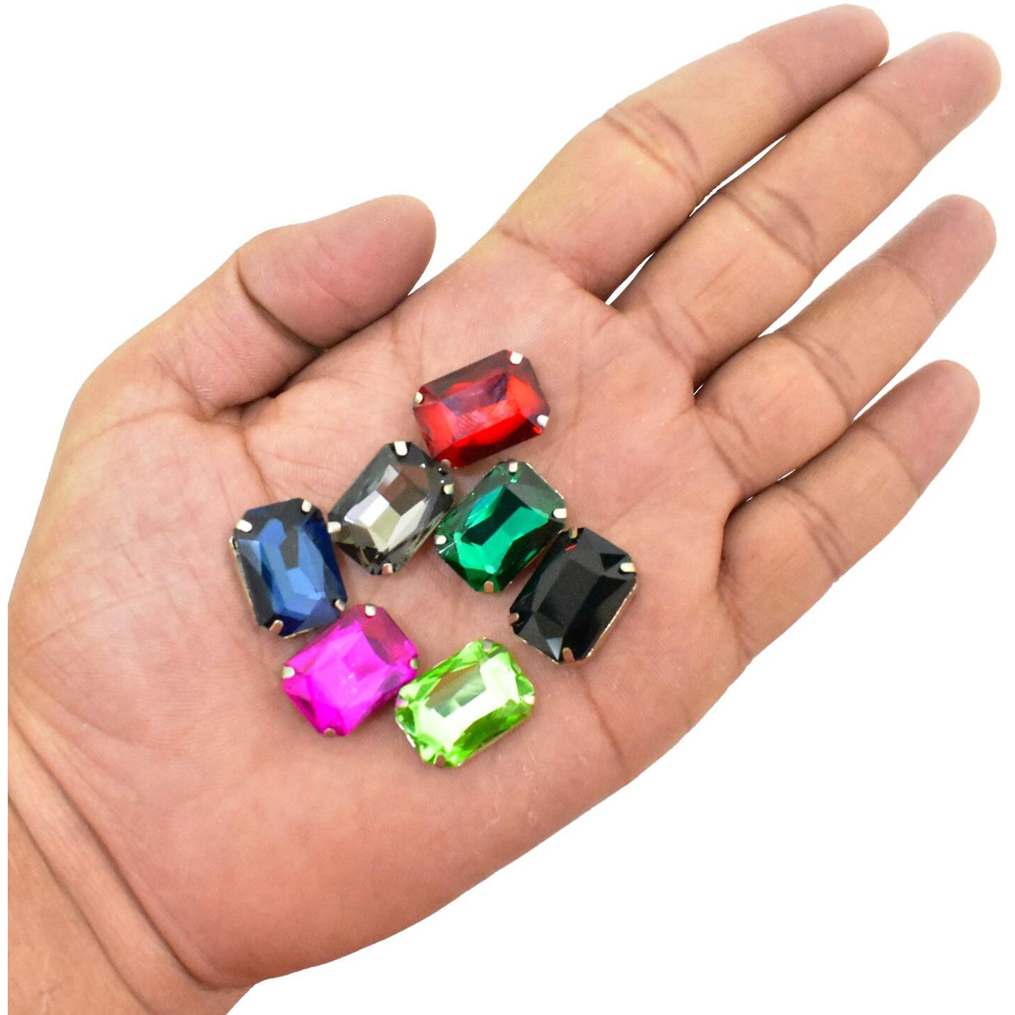 Embroiderymaterial Jewellery Making Sew On Glass Crystal Stone Pack Of 7 Pieces