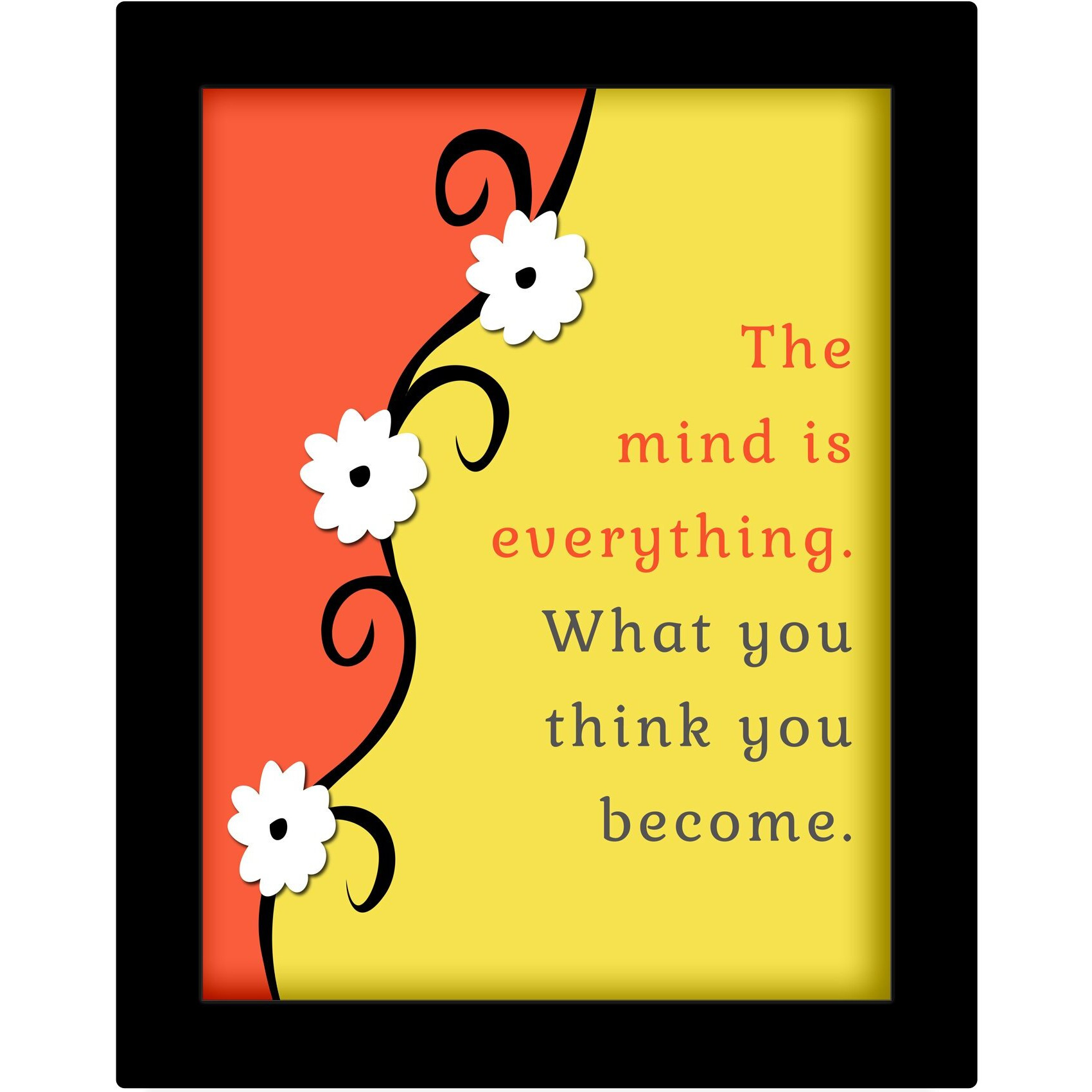 Tied Ribbons The Mind Is Everything, You Become What You Think Inspirational Poster For Office Desk With Frame(13.6 Inch X 10.2 Inch,Multicolor, Engineered Wood)