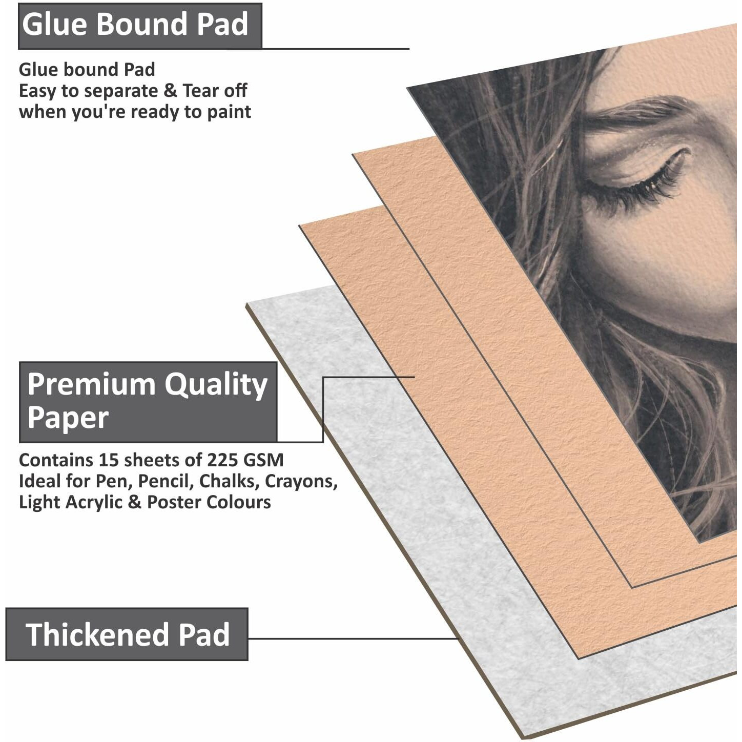 Anupam Skin Toned Watercolour Paper Pad - Beige Toned - Cold Press Paper - 225 Gsm - 15 Sheets - A5