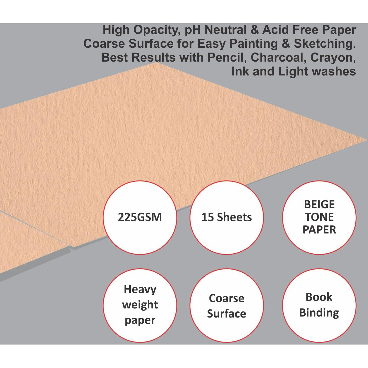Anupam Skin Toned Watercolour Paper Pad - Beige Toned - Cold Press Paper - 225 Gsm - 15 Sheets - A5