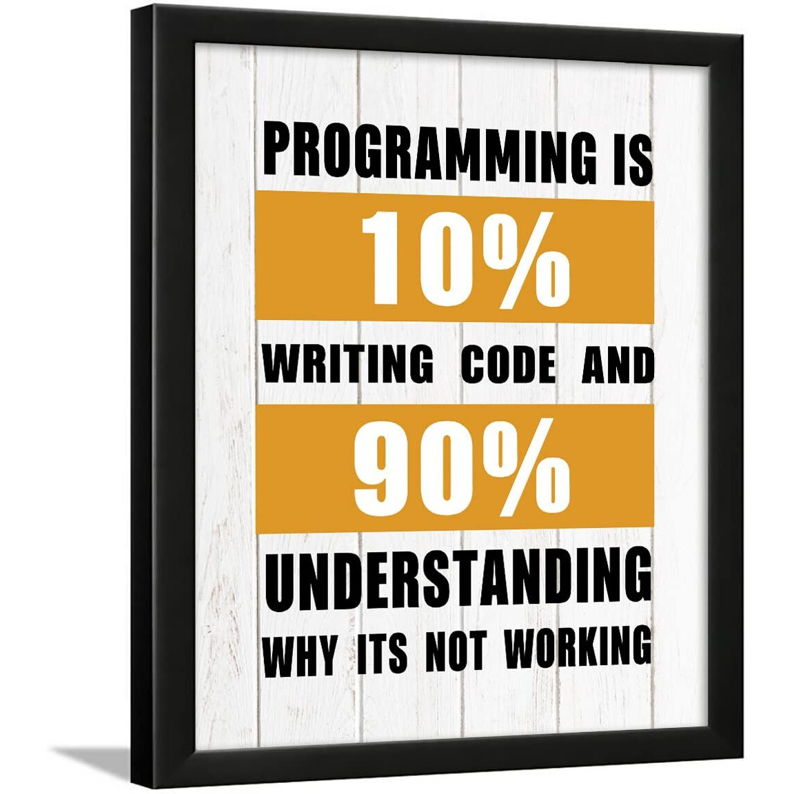 Chaka Chaundh - Coding Quotes Frames - Engineering Quotes Wall Frames - Quotes Wall Frames Coding - Programming Quotes Posters - (13.6 X 10.6 Inches) (Programming Is 10% - White)