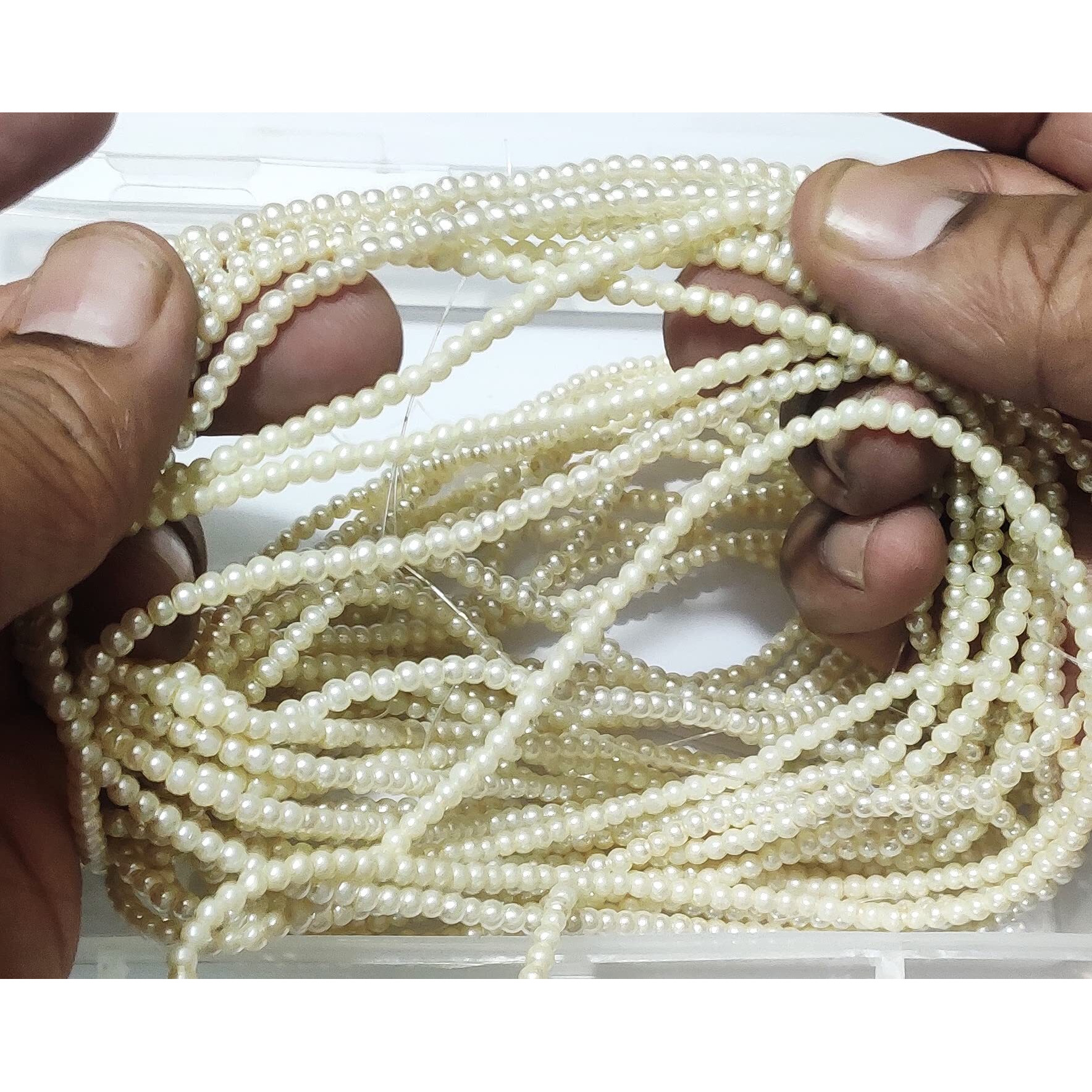 Omx Pearl Glass Beads Craft Jewellery Making (3Mm, 1080 Beads) (3 Mm)