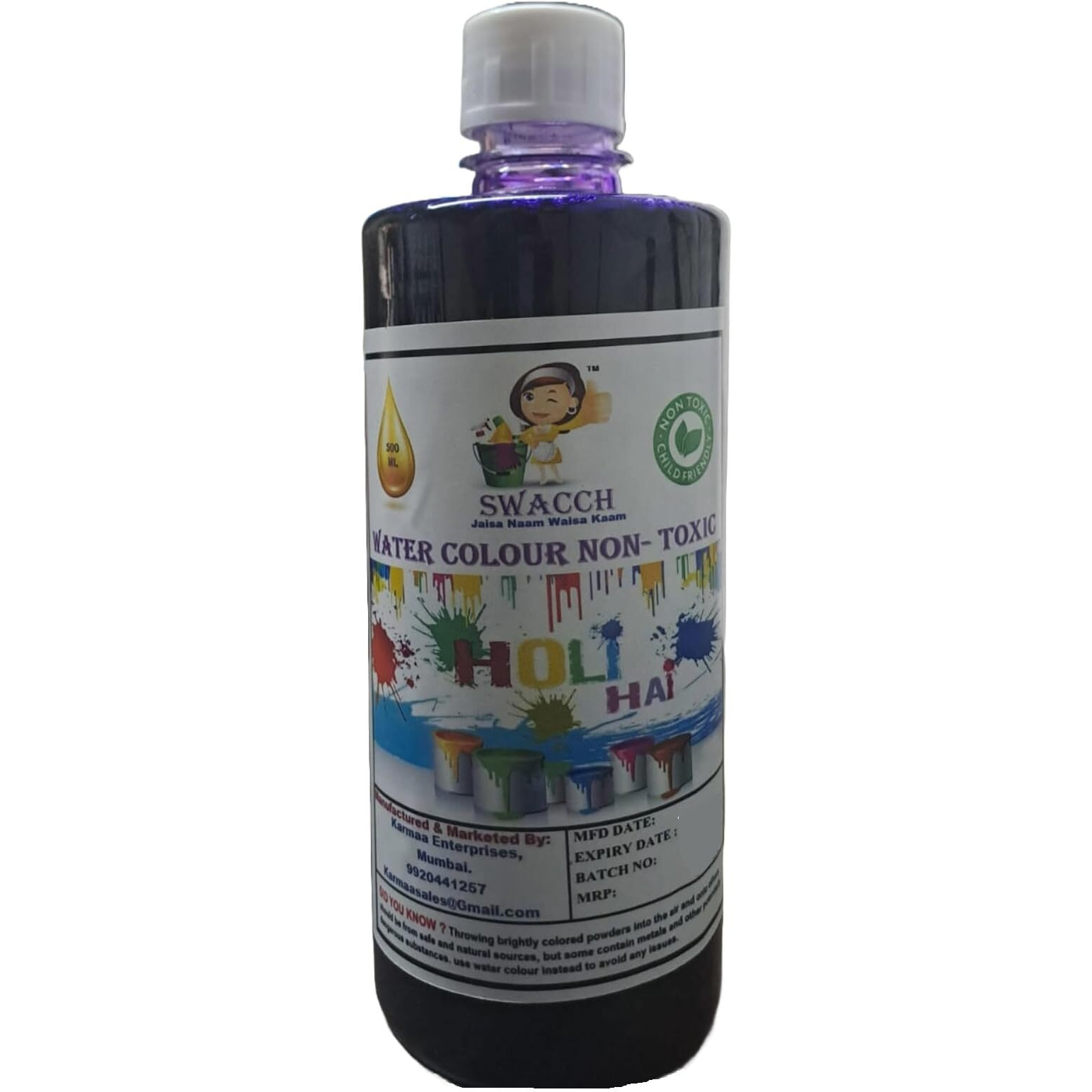 Swacch Water Colour Non-Toxic & Eco Friendly Colour (Blue) (500Ml)