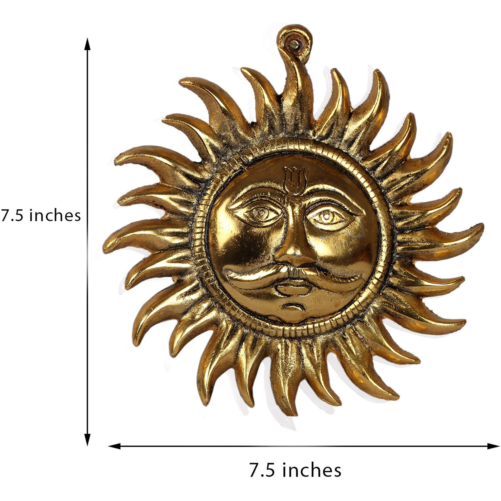 Dreamkraft Metal Suryavanshi Pataka | Sun Main Door Wall Hanging For Home Decor And Gift Purpose (Gold, 18X18X2.5 Cm)