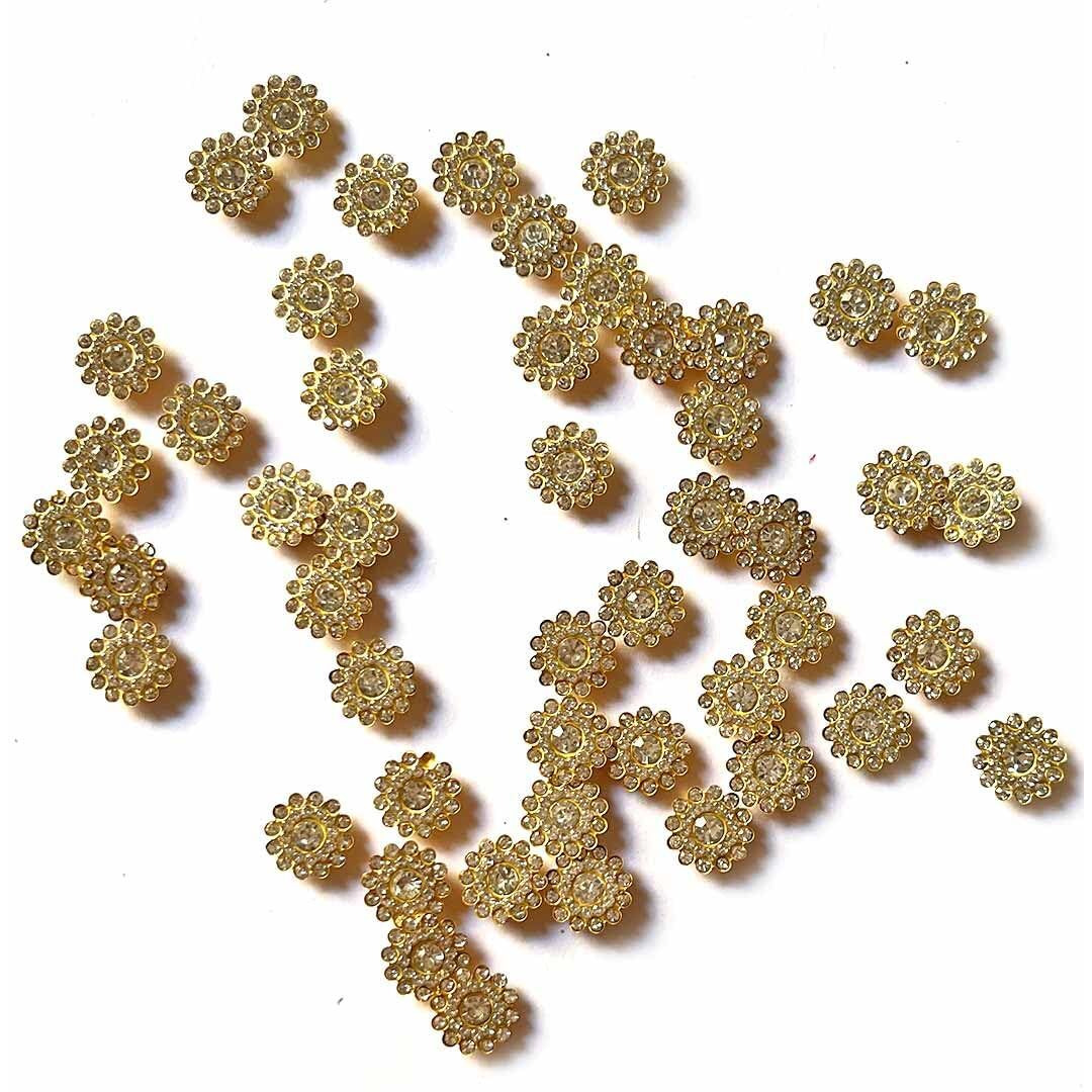 Adikala Flower Shaped Rhinestone Beads Booty Patch For Goddess Dress Decoration And Boutique Dress Making, Craft Jewelry & Diy Projects Kundan Stones Pack Of 50Pc (Natural)
