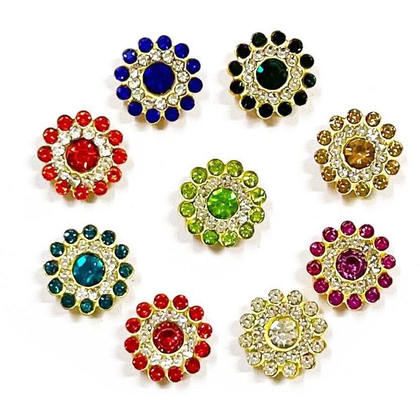 Adikala Flower Shaped Rhinestone Beads Booty Patch For Goddess Dress Decoration And Boutique Dress Making, Craft Jewelry & Diy Projects Kundan Stones Pack Of 50Pc (Natural)
