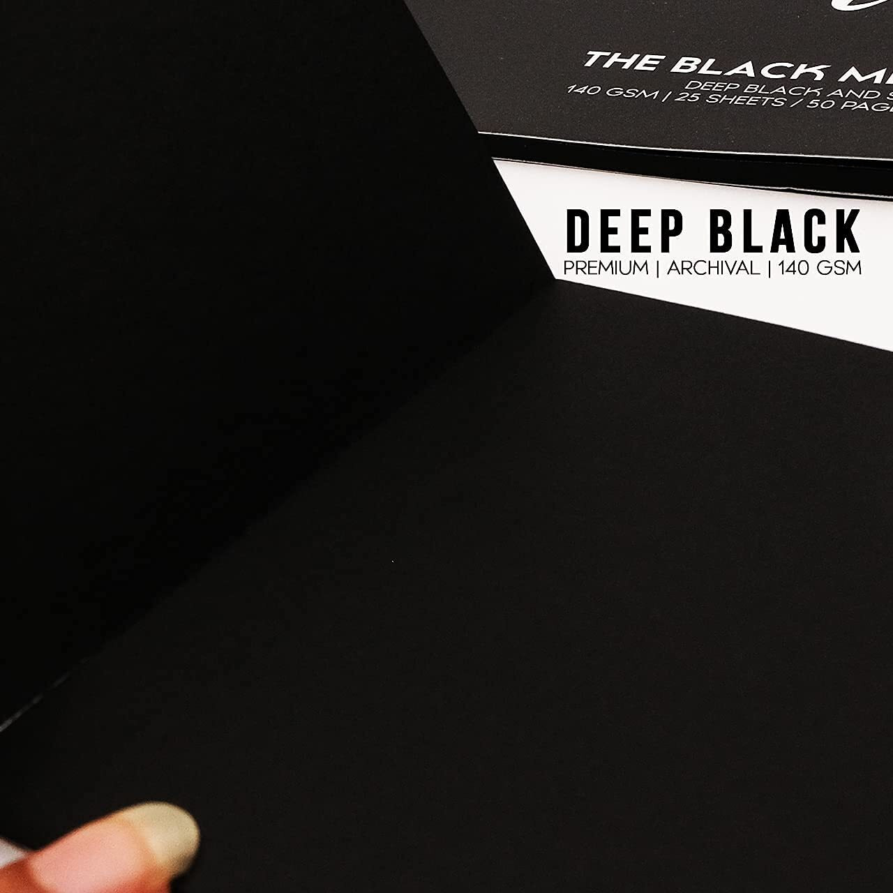 Messketeers - Say Hey To Art Deep Black Sketchpad 140 Gsm/Square 7 * 7Inch - Premium Black Art Papers For Mixed Media/Cover Art  Dont Overthink