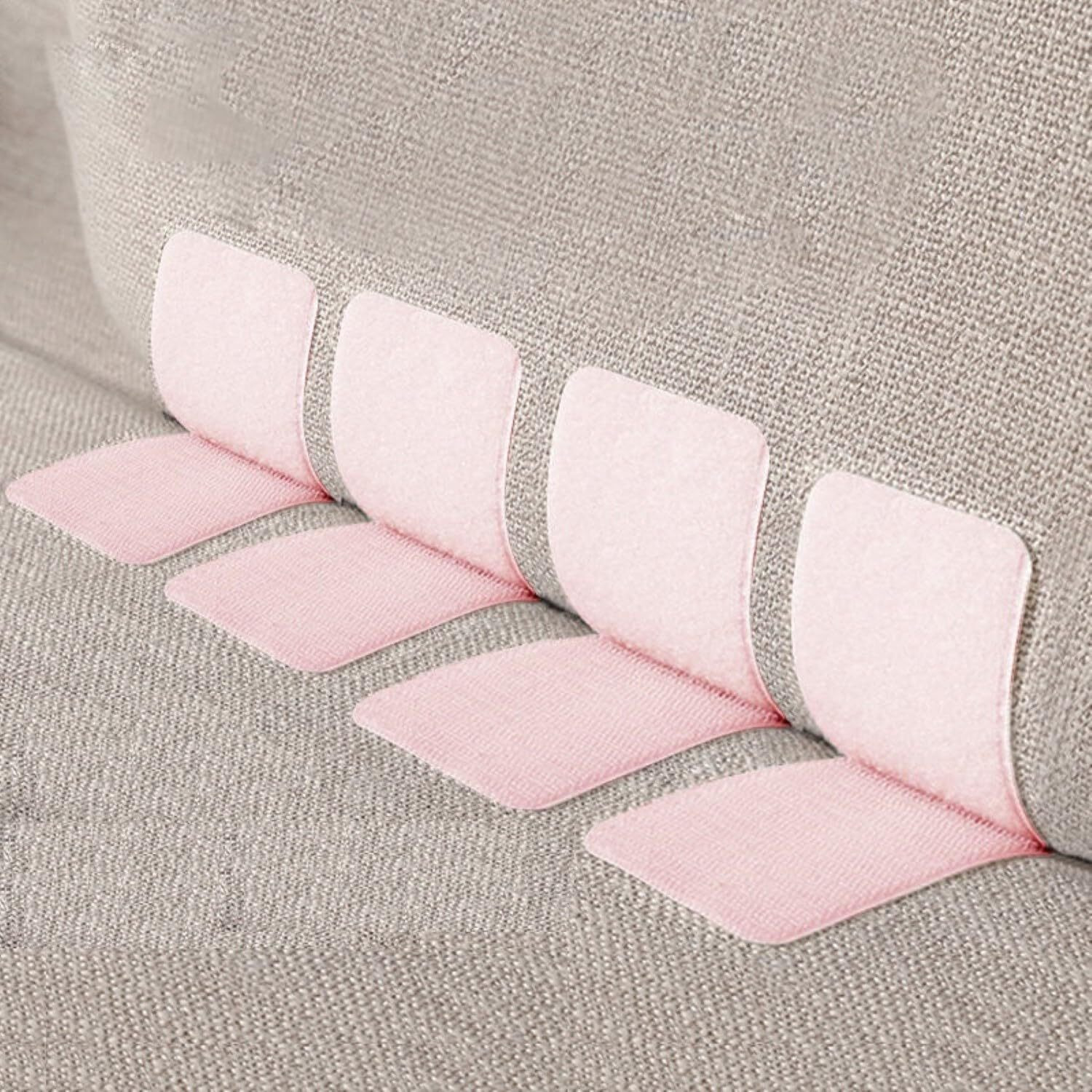 Kevanki Hook And Loop Gripper Tape For Table Cloth, Rug Gripper, Washable Rug Pads, Carpet Stickers, Non-Slip For Wooden, Hard Floors, Floor Mats, Tiles (Pink, Pack Of 10)