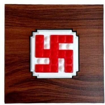 Viz Creation Plastic Swastik With Red & White Pyramid Entrance Door And Positive Energy Generate And Pyramid Vastu Expert Recommended Energized Product. (Size 5 Inch X 5 Inch)