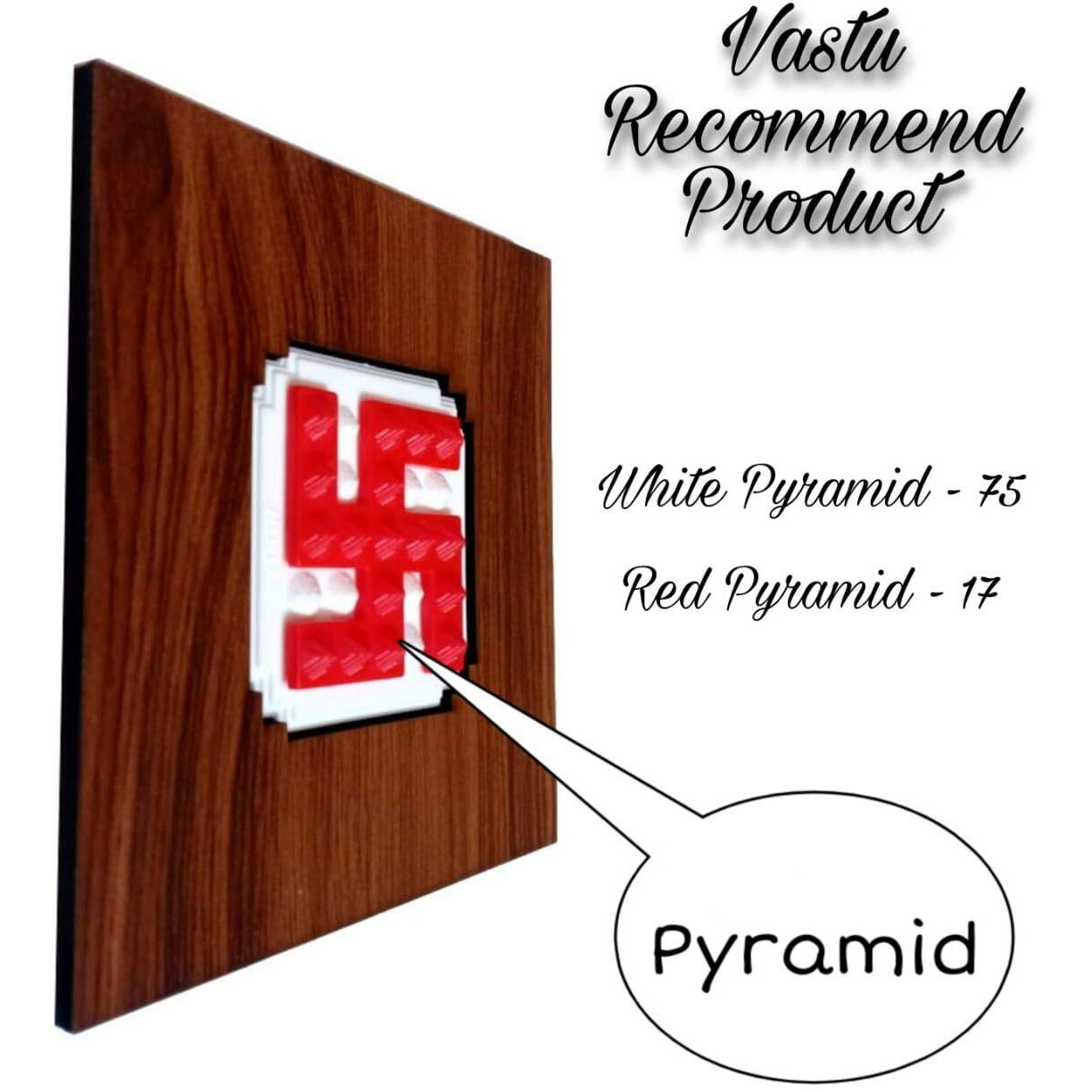 Viz Creation Plastic Swastik With Red & White Pyramid Entrance Door And Positive Energy Generate And Pyramid Vastu Expert Recommended Energized Product. (Size 5 Inch X 5 Inch)