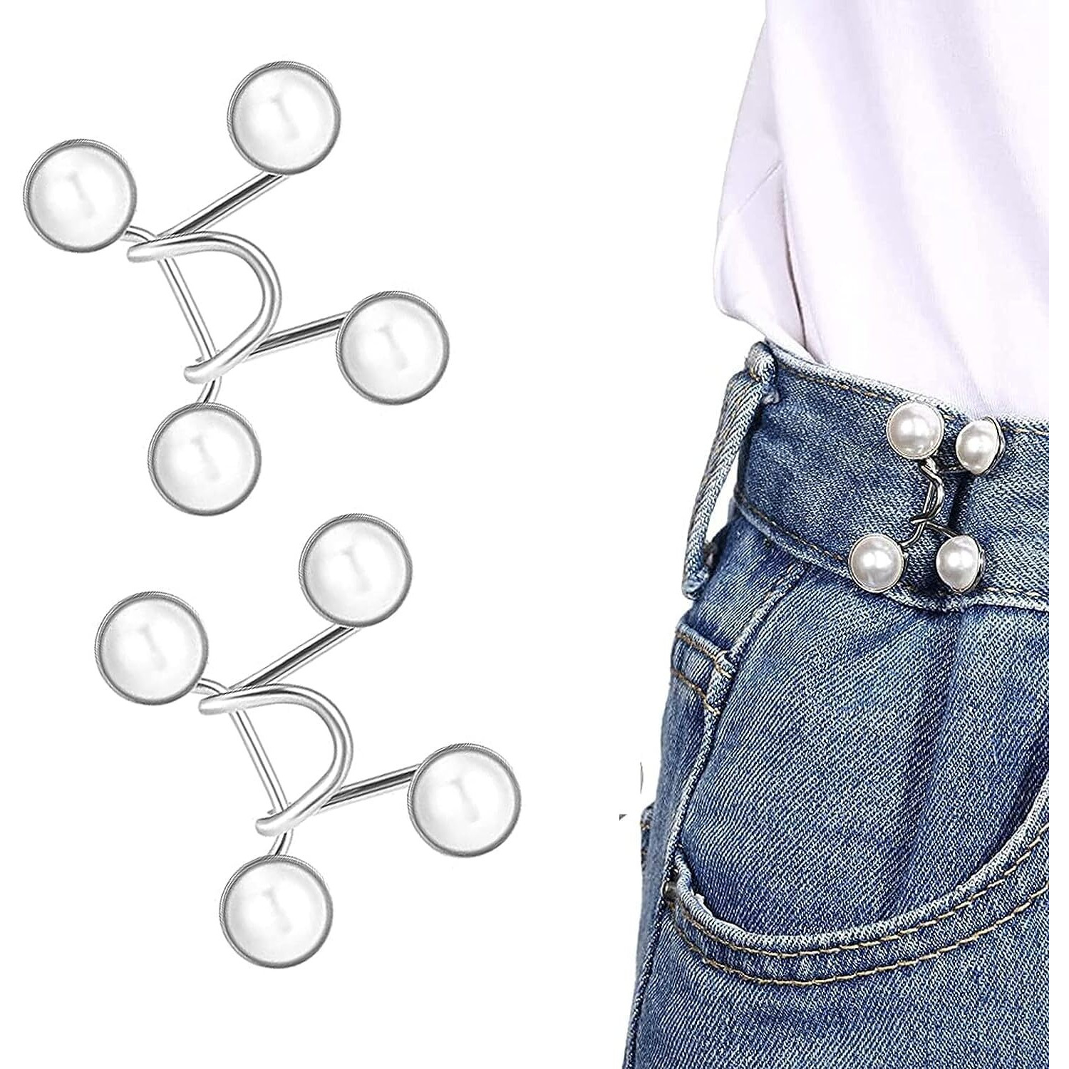 Savoryhive Adjustable Waist Buckle || Adjustable Waist Buckle Extender Jeans Buttons || Jeans Buttons Pins Replacement No Sew Instant Button Detachable Set Of (2)