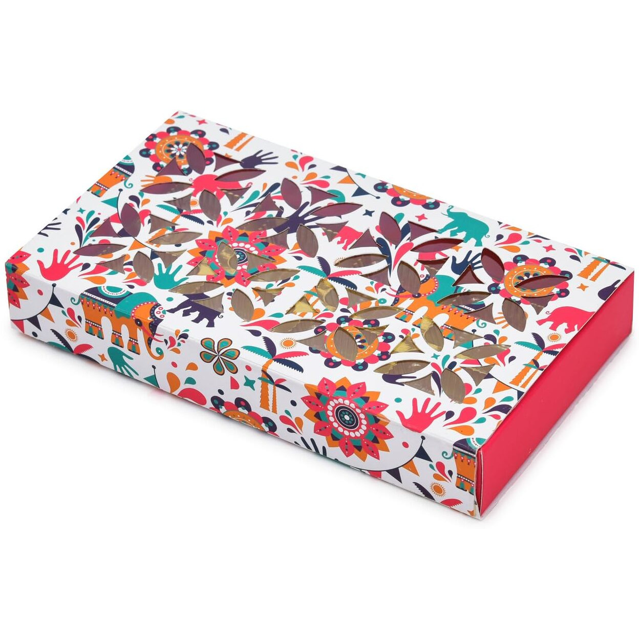 Grownex Empty Red Chocolate Box 8 Pcs Folding Paperboard Window Box For Packaging Chocolate & Sweets Stylish Folding Box For Gifting (Pack Of 10)
