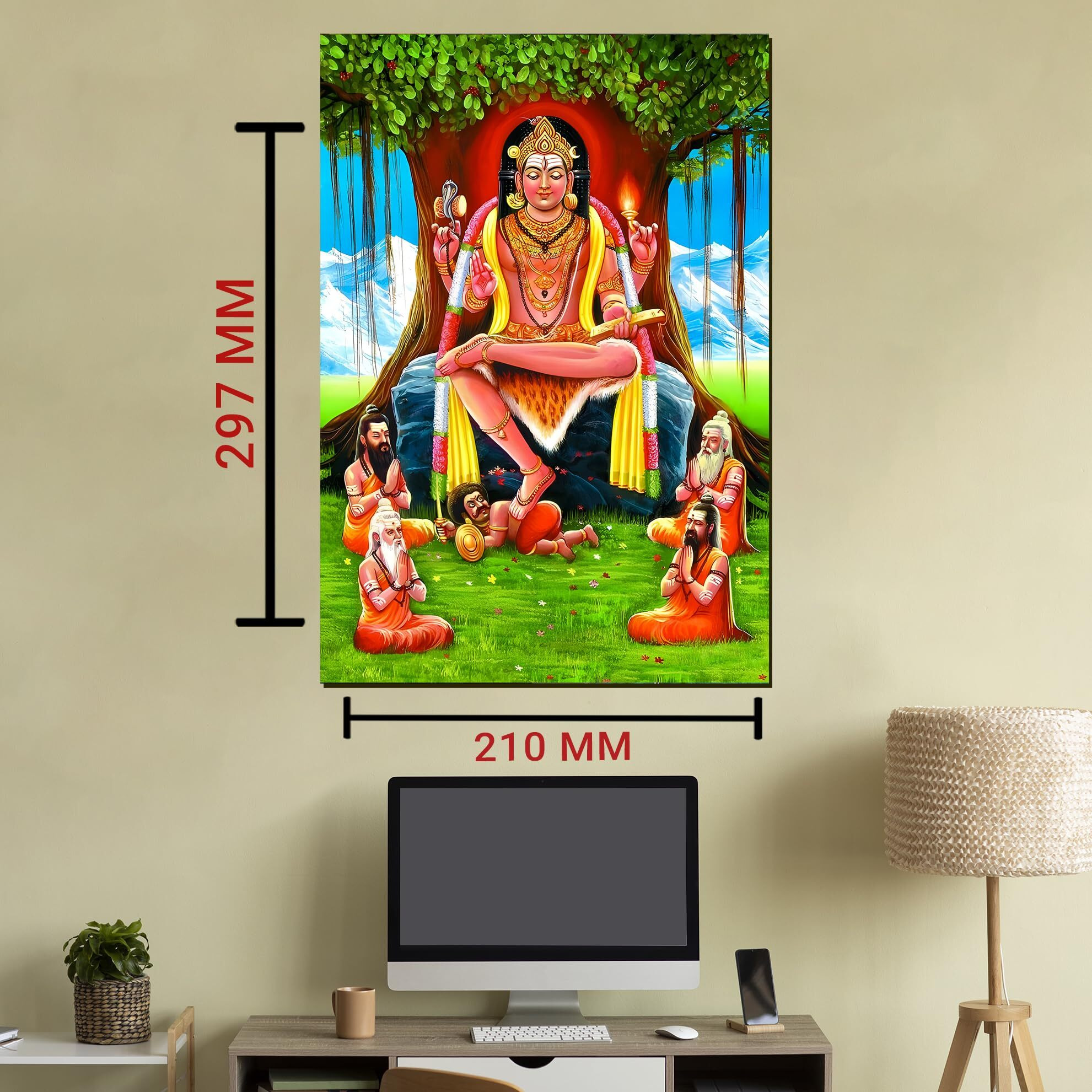 Roostaflag Lord Dakshinamurthy Wall Sticker | Dakshinamurthy Poster Big Size | Dakshinamurthy Photo Sticker Small | Guru Dakshinamurthy Stickers For Pooja Room, Home Decoration (30 X 21 Cm (Medium))