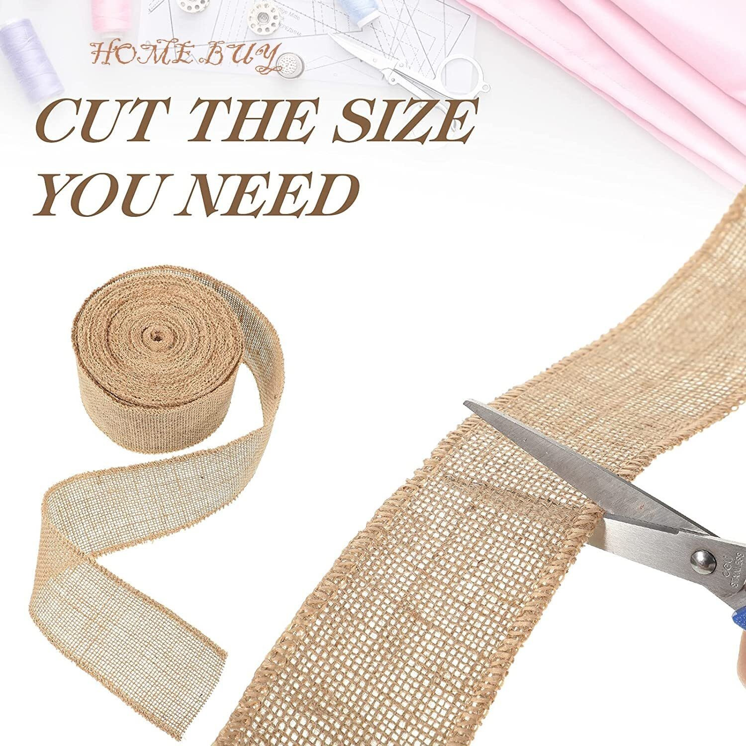 Home Buy 2.5" Wide Burlap Fabric Craft Ribbon 5 Meter Long, Jute Burlap For Diy Vintage Wedding Event Christmas Party Photos Bows Crafts Wrapping Gifts Home Birthday, Wedding Decorations (5 Pack)