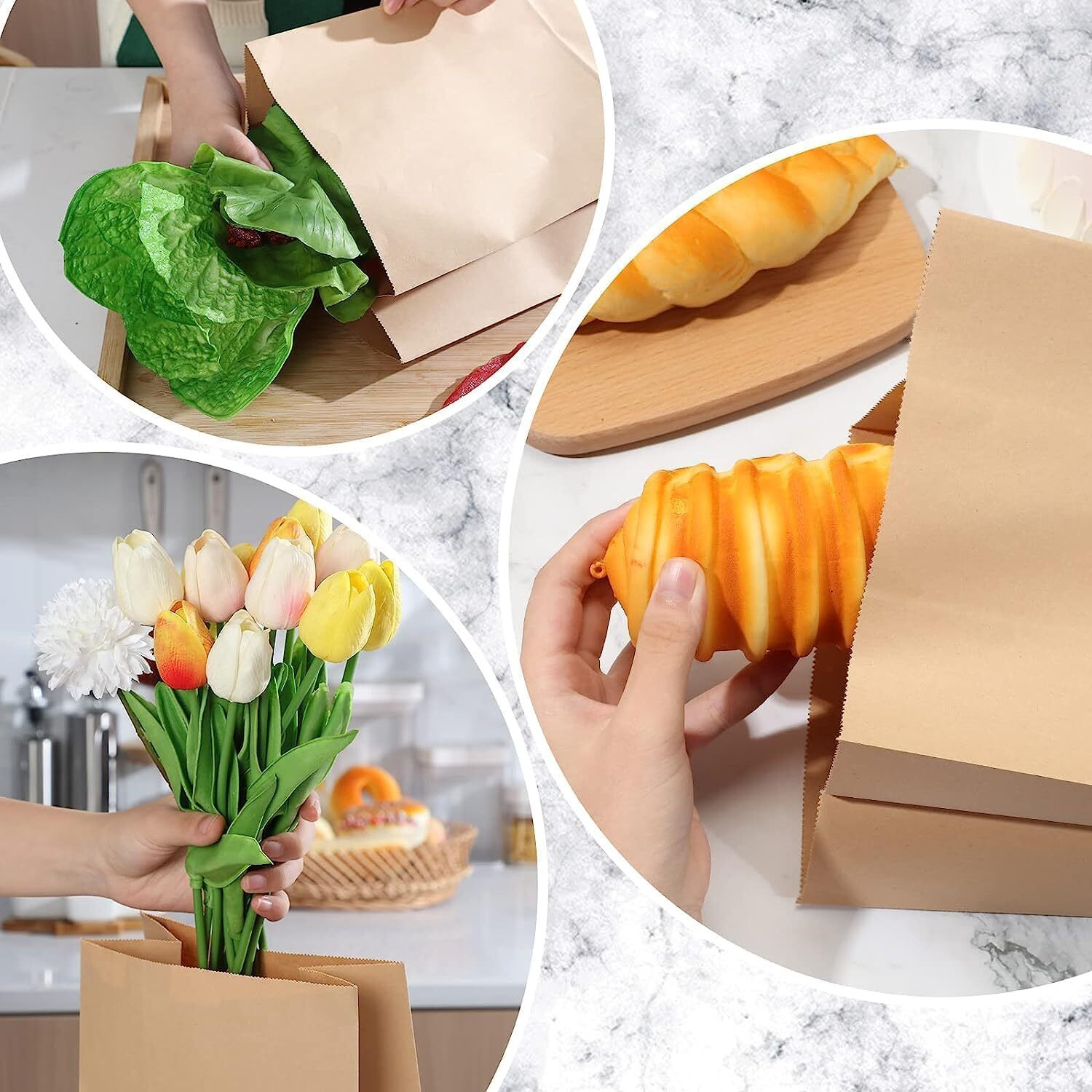 E Kysa Basics Brown Kraft Paper Carry/Gift/Cloth/Grocery Recycled Eco Friendly Bags - 10 * 5 * 14 Inches, Pack Of 15 Pcs