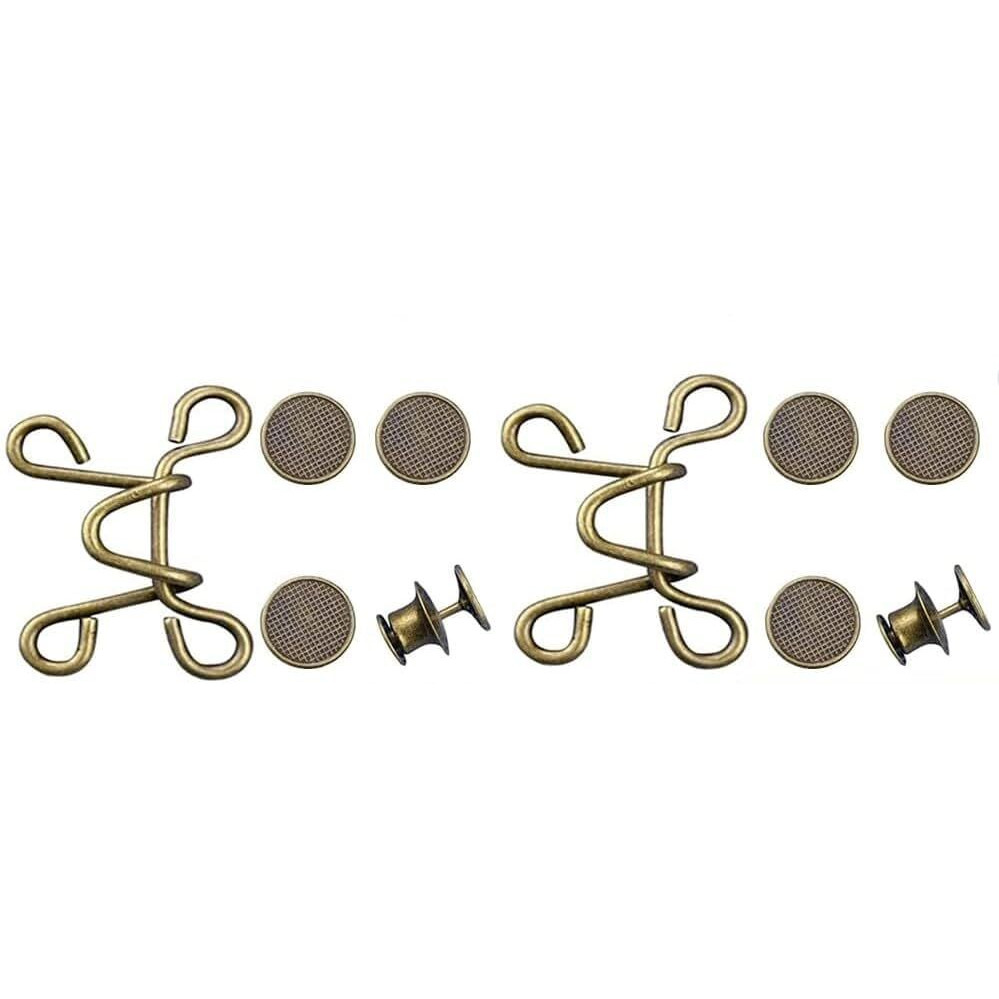 Mgnlr Instant Jeans Button Pins Waist Tightener Set, Make The Waist Fit For Skirt Pants Robe, No Sewing Required Adjustable Waist Buckle For Loose Jeans Pants (4Pcs Brown Waist Pin)