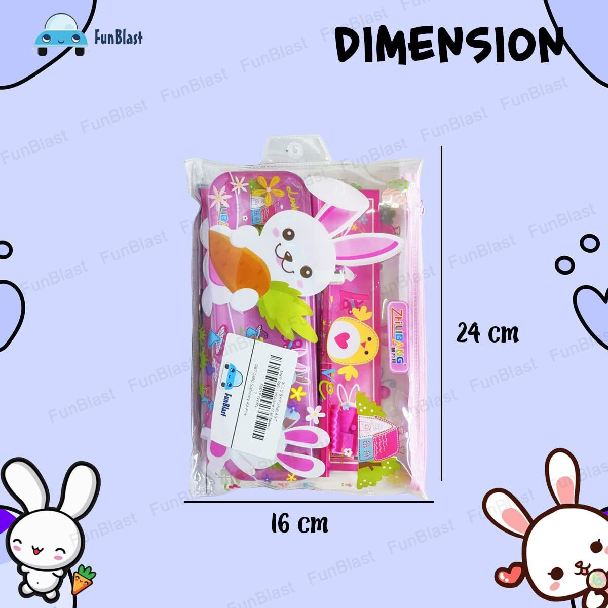 Funblast Stationery Kit For Kids  Pencil Box, 2 Pencils, Drawing Book, Scale, Erasers, Sharpener For Art And Craft, Stationery Item For Kids, Birthday Return Gift For Kids (Pink)