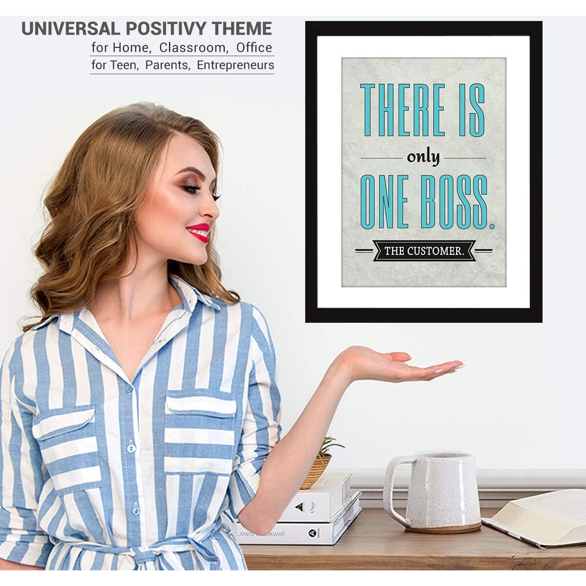 Chaka Chaundh Composite Wood Material Office Motivational Quotes Frames Posters - (34 X 27 X 4 Cm)