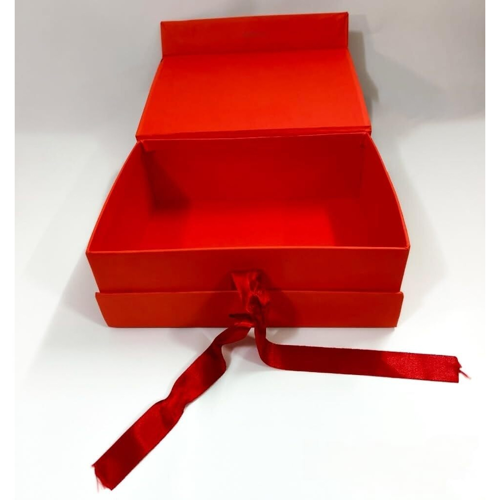 Intactmedia Gift Box | Ribbon Knot Box | Solid Colour Boxes | Empty Boxes For Wedding Gift Corporate Gifting | Baby Shower Gifting | Return Gifts | Christmas | Diwali - Red And Black, 1 Count