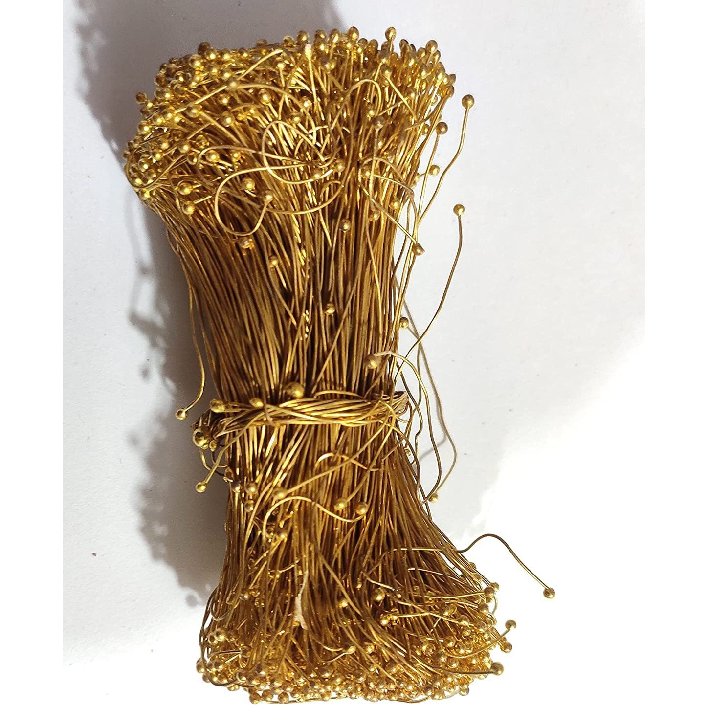 Omx 100 Grams Brass Head Pins For Beading - Double Sided Ball Head Pin Wires For Jewellery Making, Also Known As Mongra Wire (Wire Guage 30 (0.34Mm))